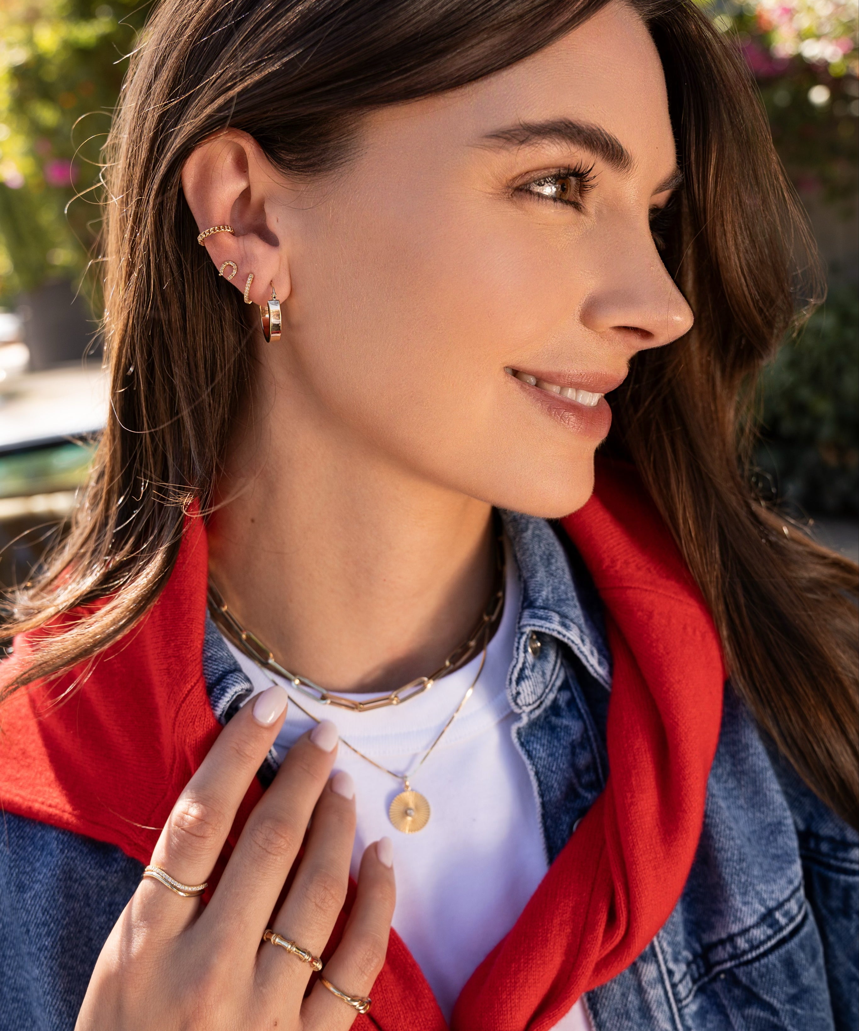 14k Gold Mini Cuban Link Ear Cuff Zoe Lev Jewelry