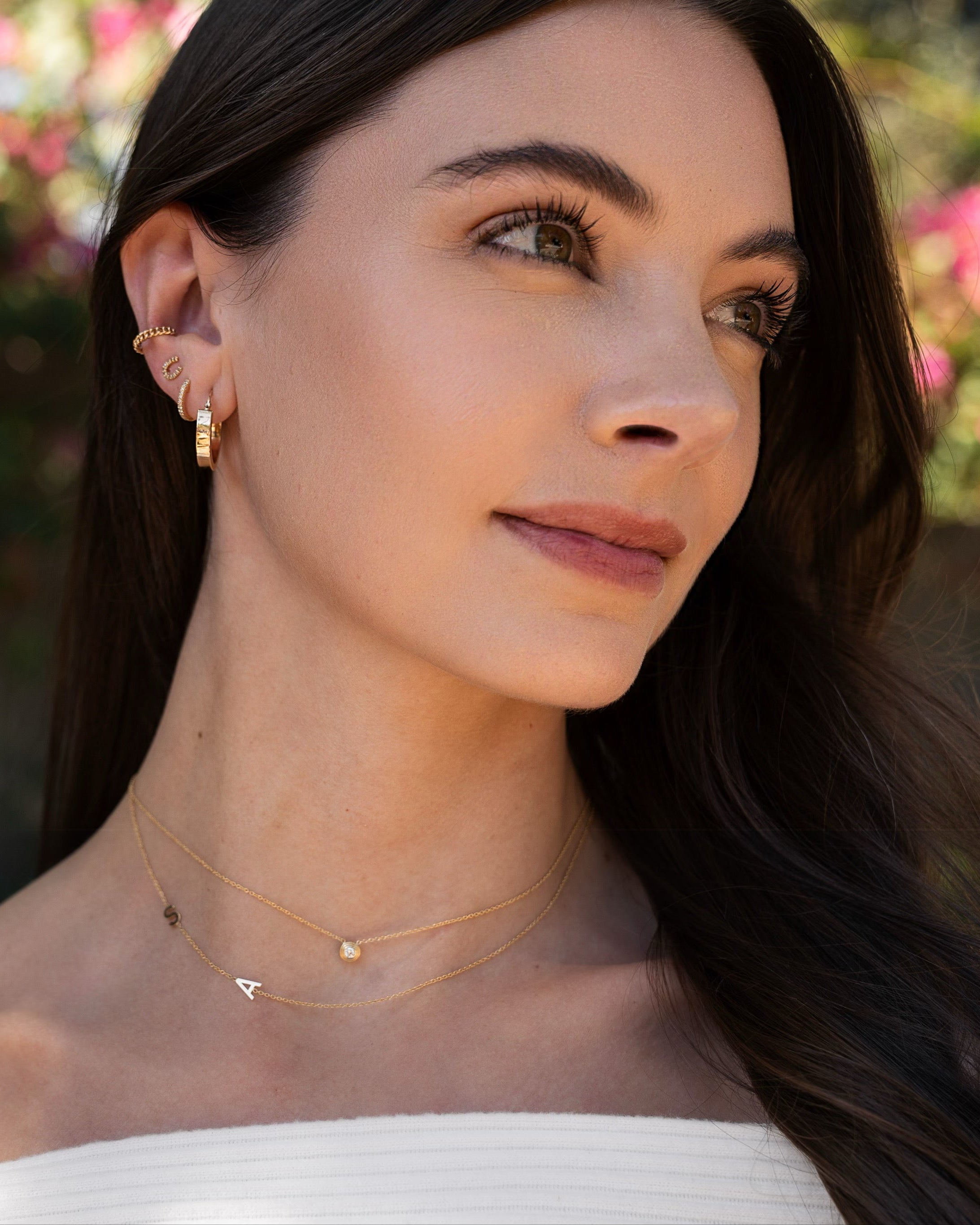 14k Gold Triple Birthstone Bezel Necklace
