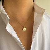 Diamond Framed Oval East-West Necklace Personalized Zoe Lev Jewelry