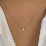 14k Gold Triple Diamond Bezel Necklace - 16"-18"