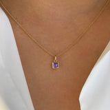 Small Square Bezel Amethyst Pendant