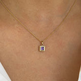 Large Square Bezel Amethyst Pendant
