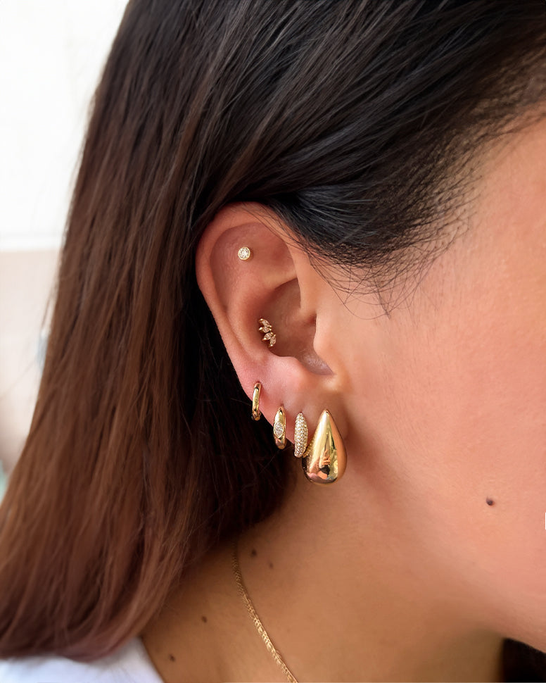 Diamond Pave Dome Huggie Earrings SAMPLE SALE Zoe Lev Jewelry