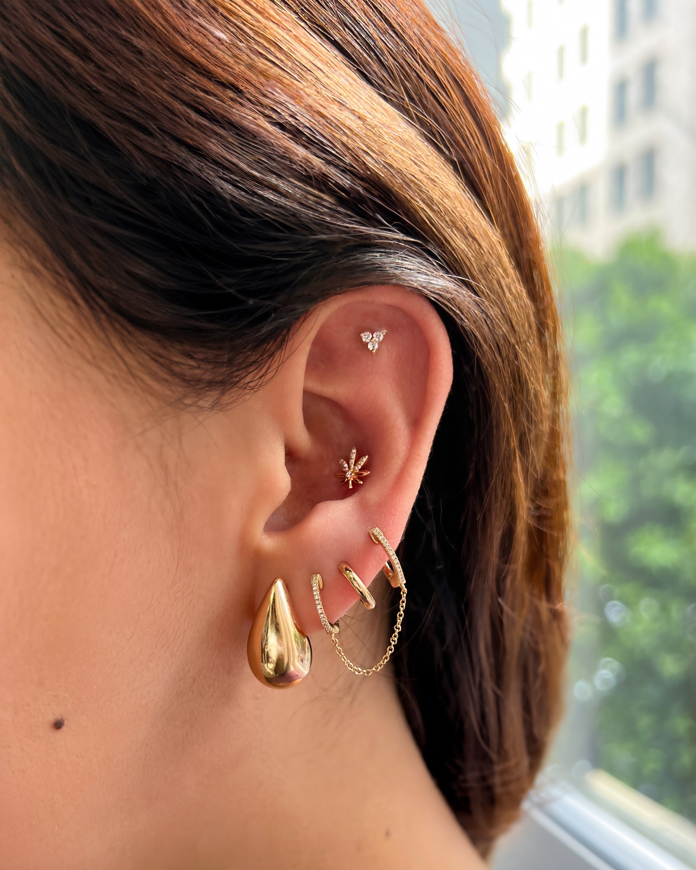 Diamond Trio Stud Earrings Zoe Lev Jewelry