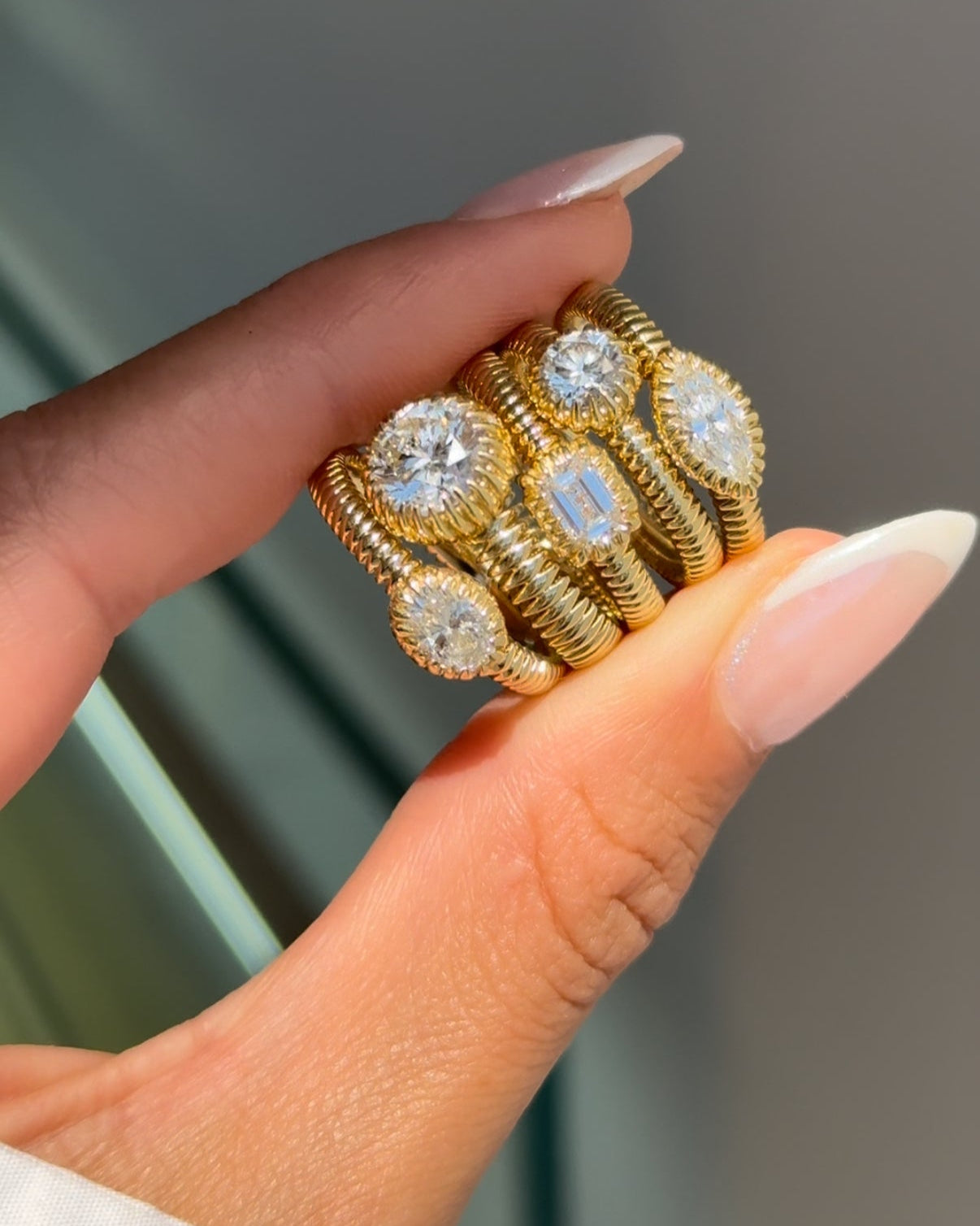 Lab Diamond Large Round Pleated Ring Zoe Lev Jewelry