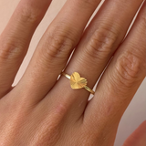 14K Yellow Gold Pleated Heart Ring SAMPLE SALE Zoe Lev Jewelry