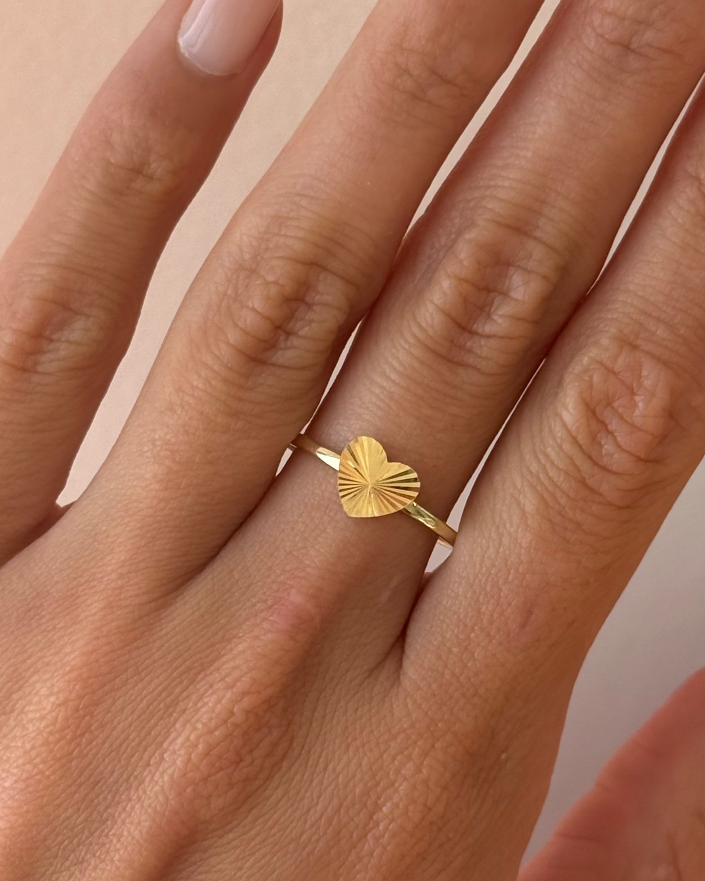 14K Yellow Gold Pleated Heart Ring SAMPLE SALE Zoe Lev Jewelry