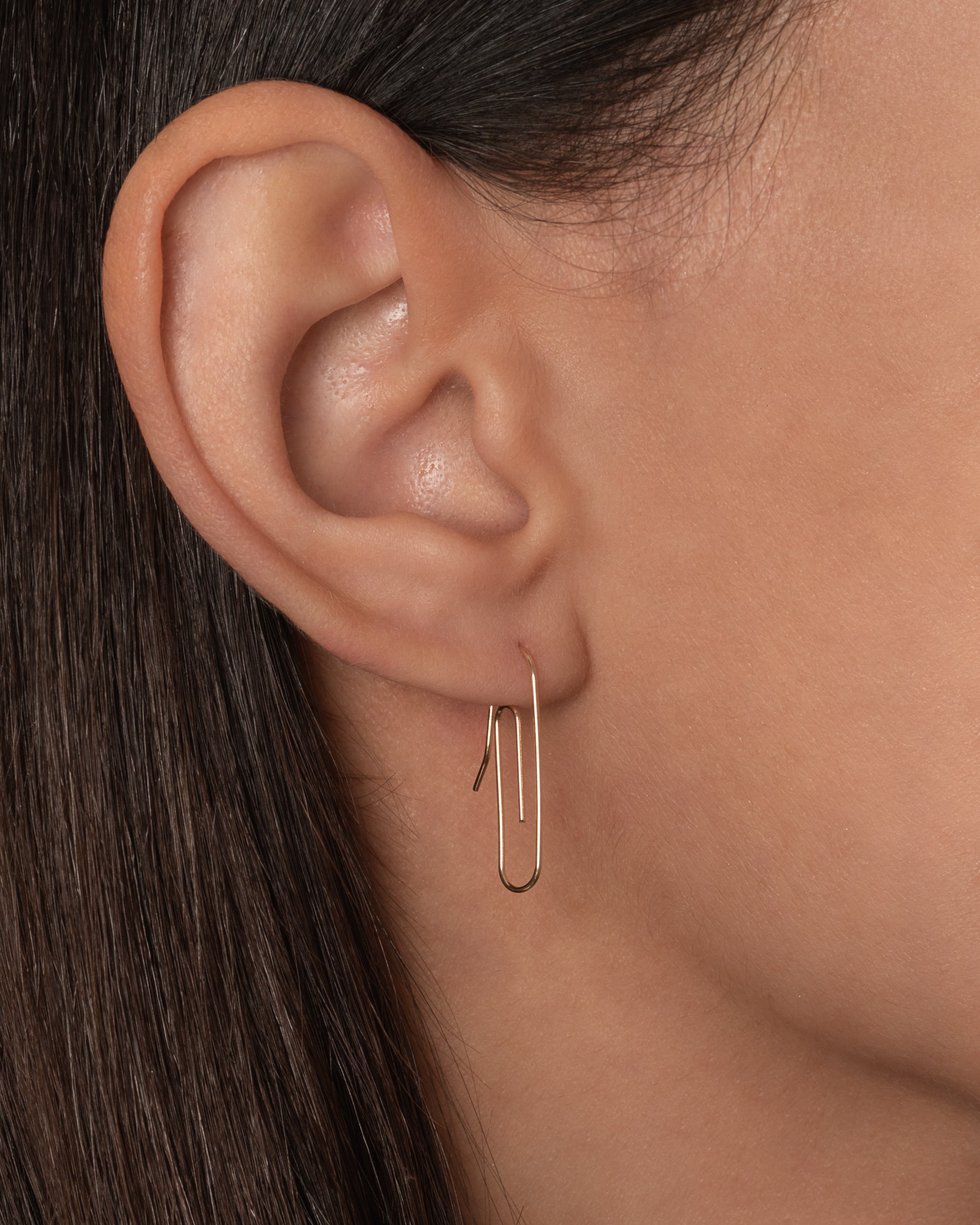 Gold Paper Clip Earring - Single SAMPLE SALE Zoe Lev Jewelry