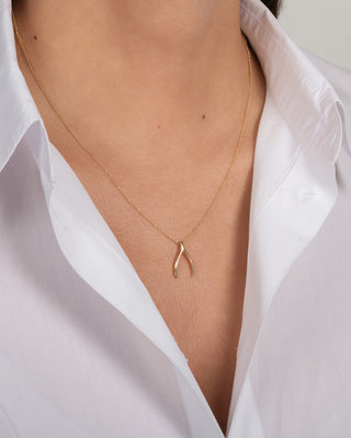 14k Gold Wishbone Pendant