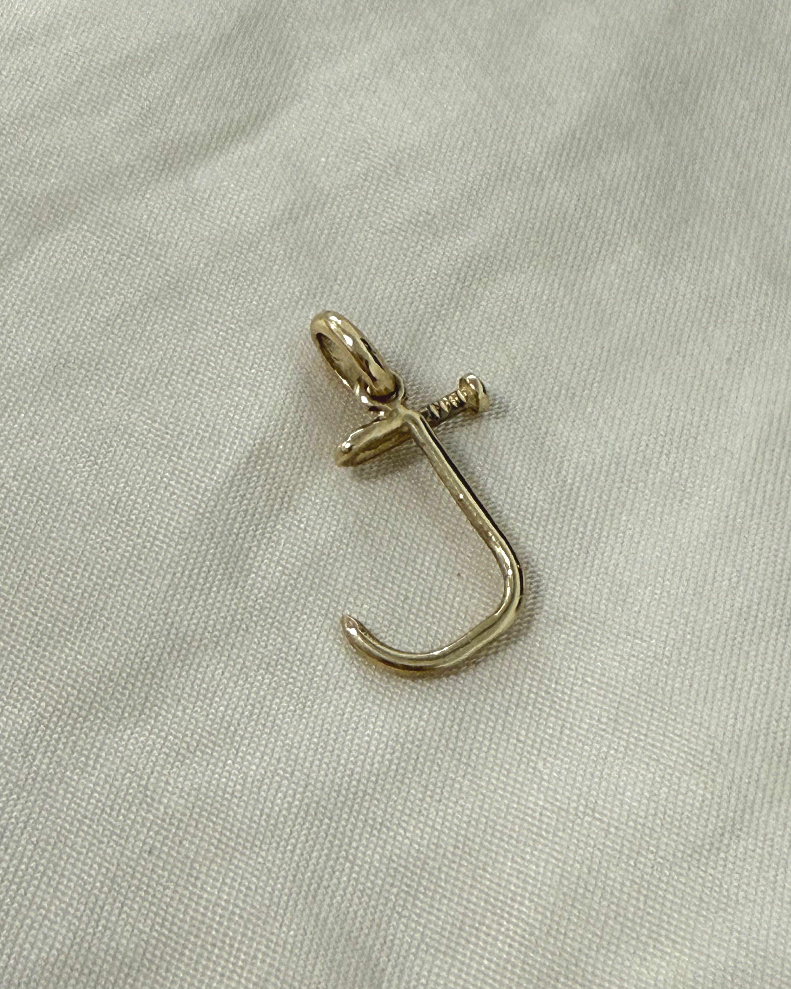 Small Nail Initial 'J' Pendant SAMPLE SALE Zoe Lev Jewelry