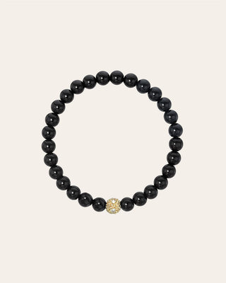 6mm Black Onyx Bead Bracelet with Diamond Bead