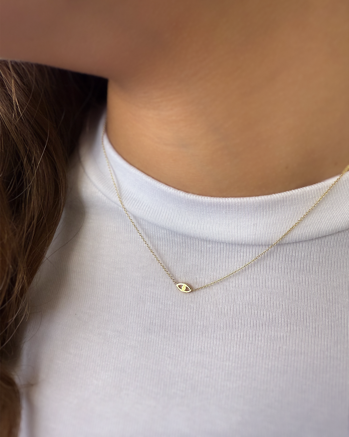 Kids 14k Gold Mini Evil Eye Necklace Kids Zoe Lev Jewelry