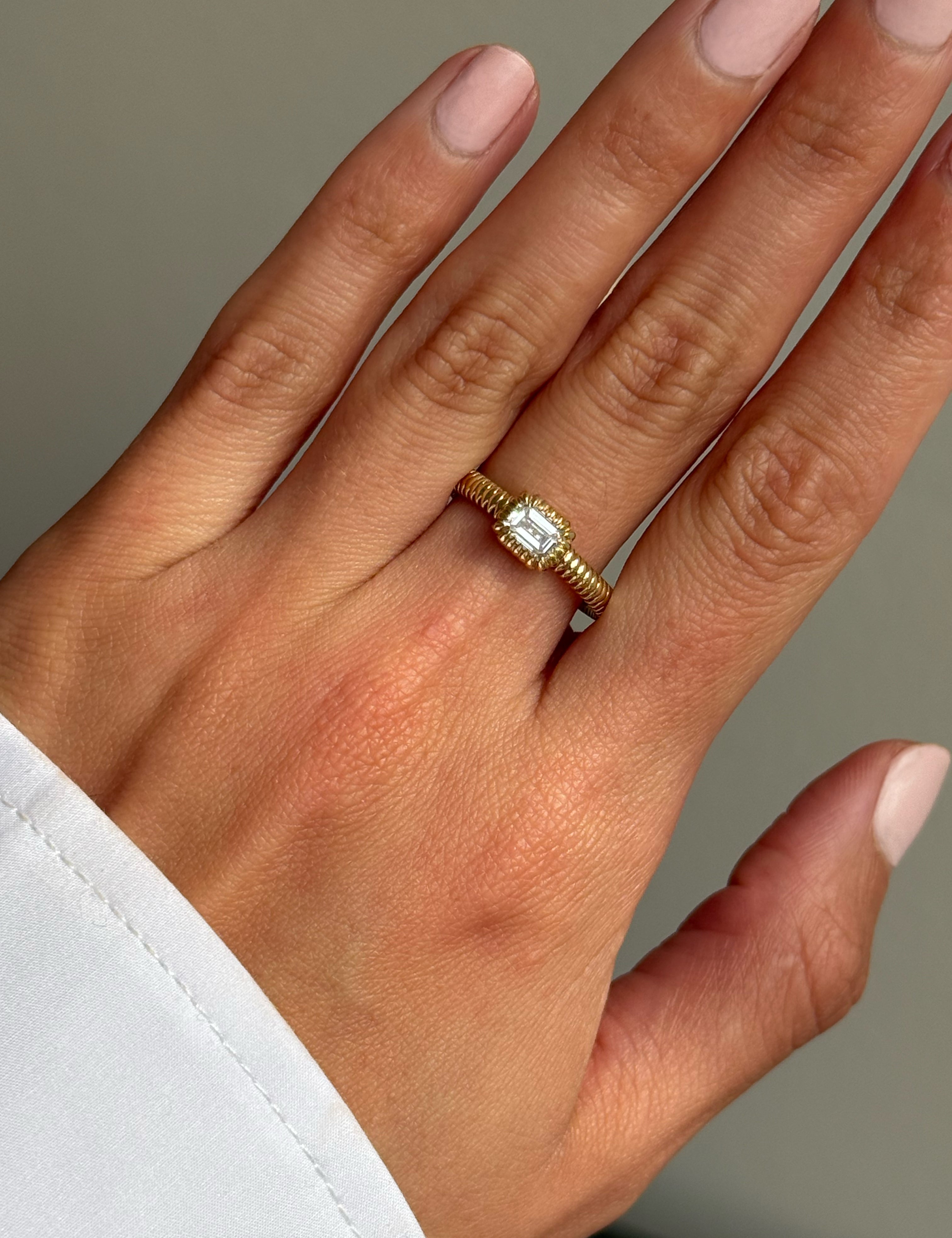 Lab Diamond Emerald Cut Fluted Ring - size 7 SAMPLE SALE Zoe Lev Jewelry