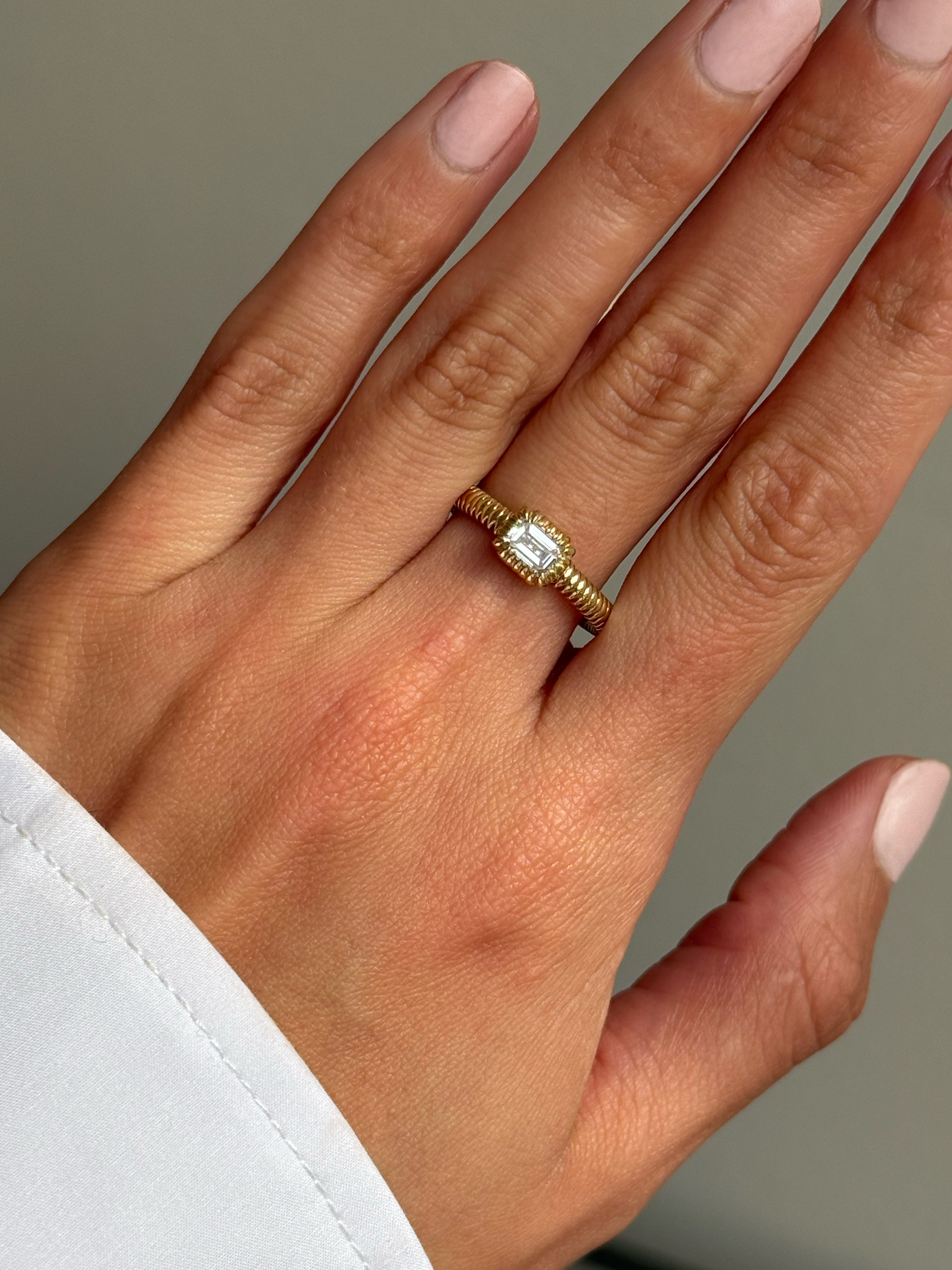 Lab Diamond Emerald Cut Pleated Ring Zoe Lev Jewelry