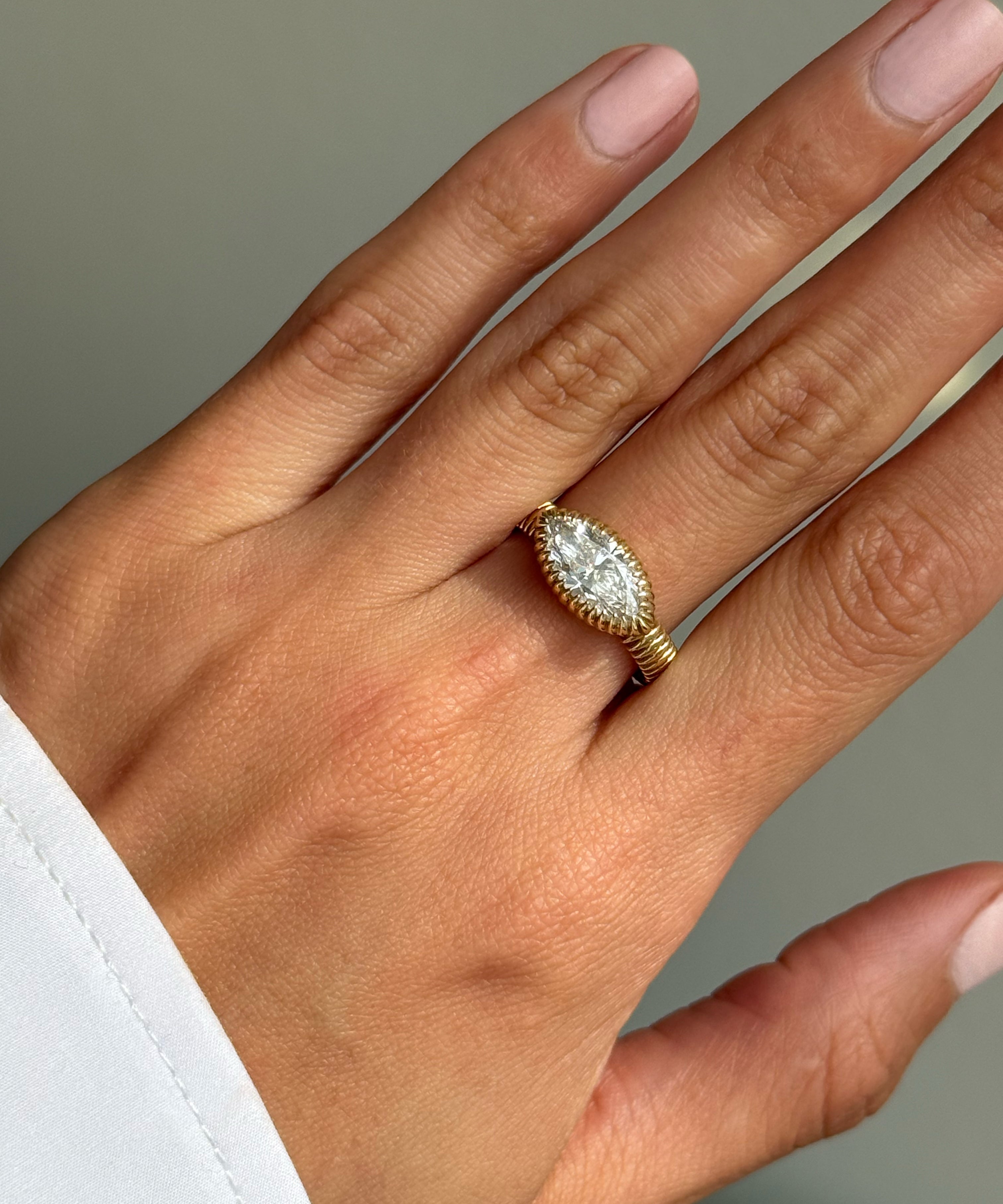 Lab Diamond Large Marquise Fluted Ring Zoe Lev Jewelry
