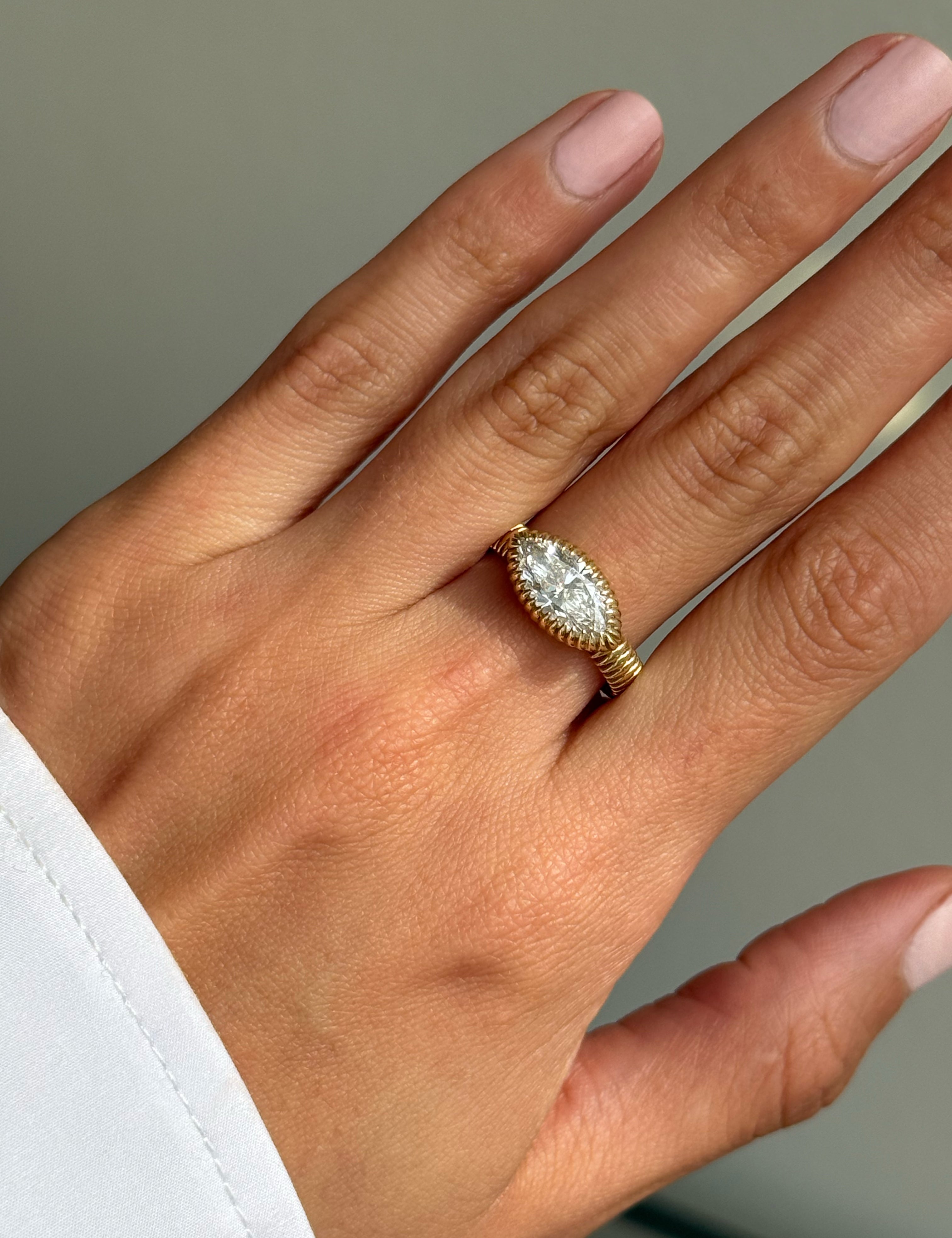 Lab Diamond Large Marquise Fluted Ring Zoe Lev Jewelry