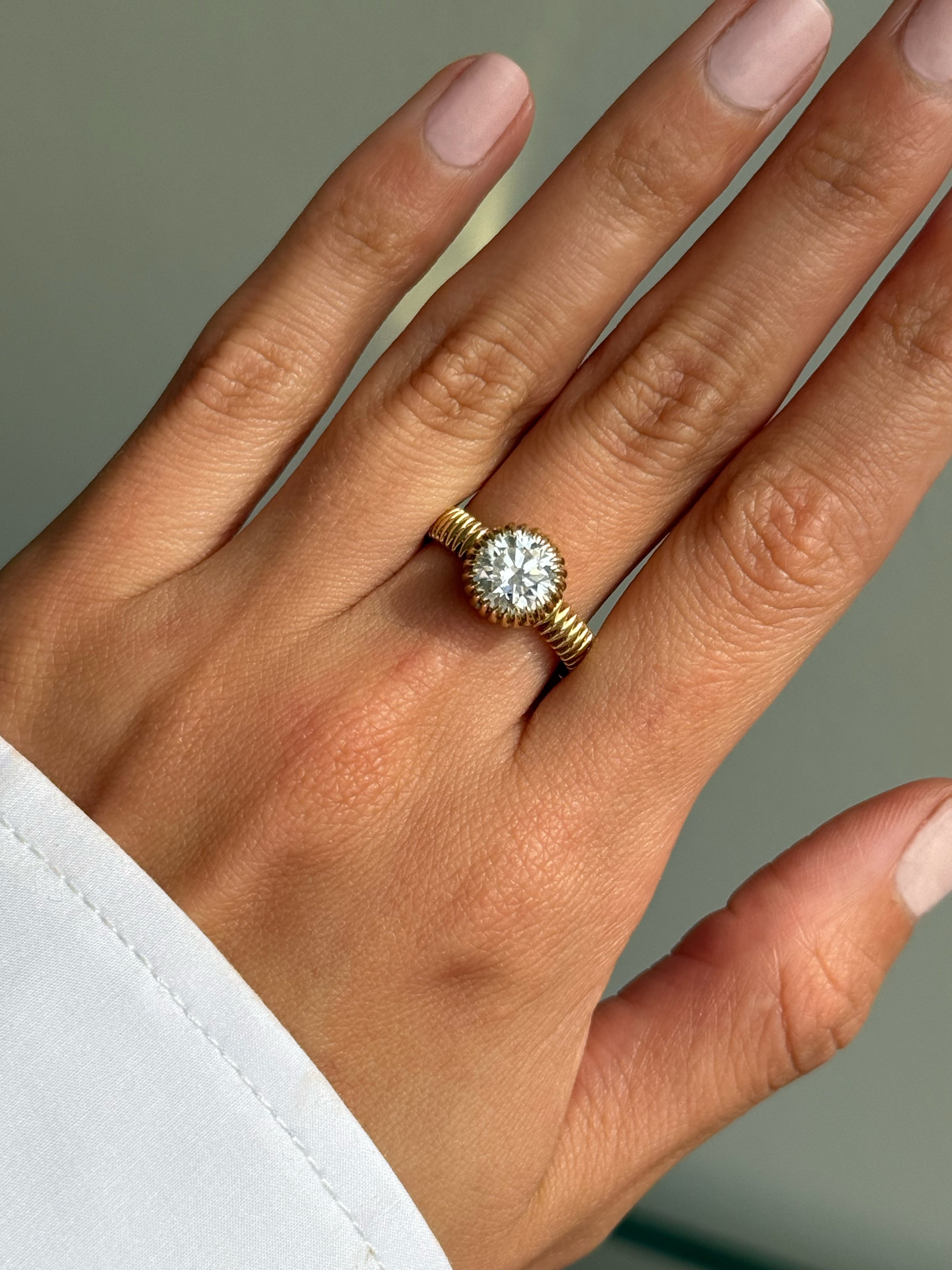 Lab Diamond Large Round Pleated Ring Zoe Lev Jewelry