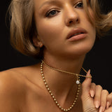 14K Gold Medium Ball Chain With Black Rhodium Lab Diamond Personalized Zoe Lev Jewelry