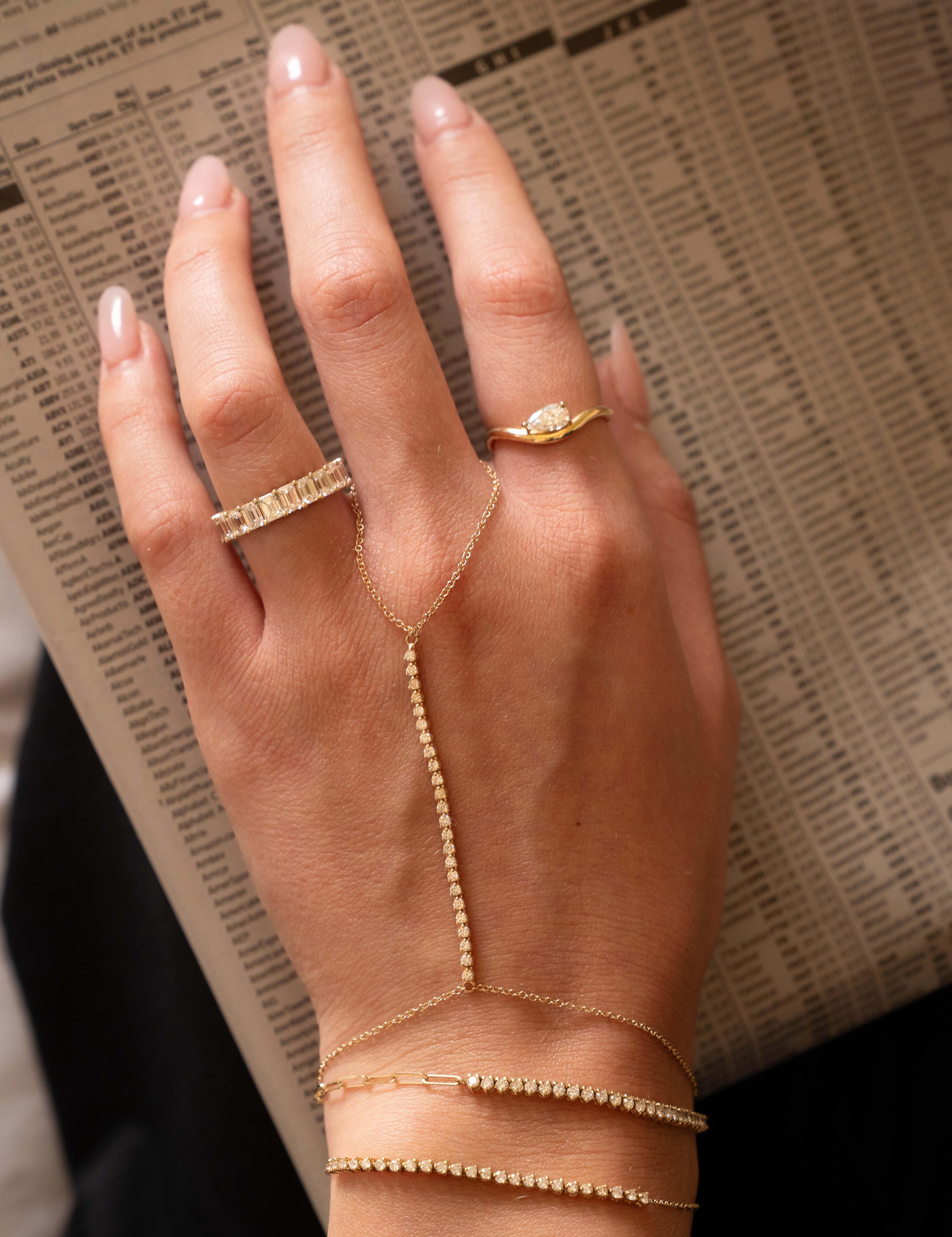 Lab Diamond Row Tennis Hand Chain Tennis Bracelets Zoe Lev Jewelry
