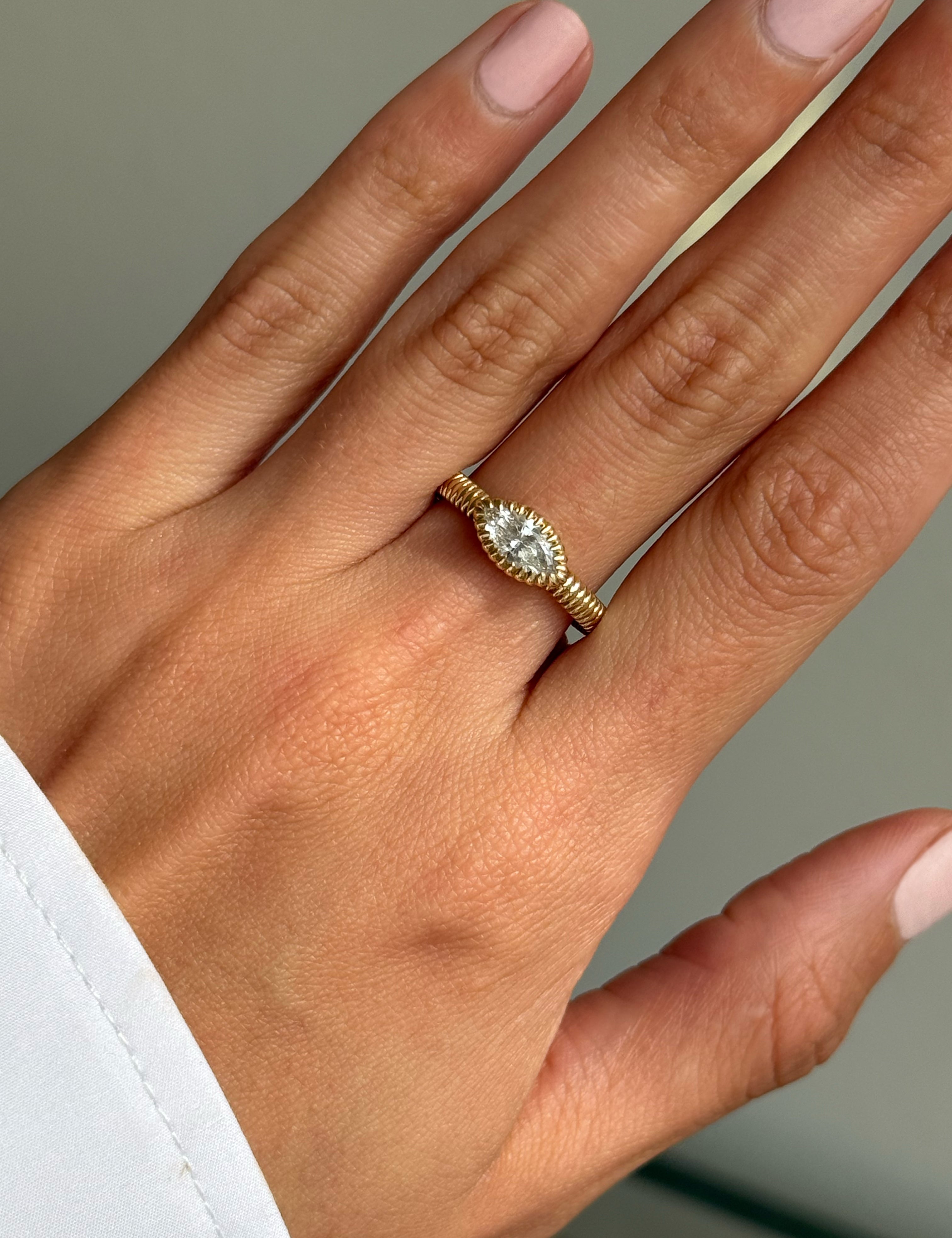 Lab Diamond Small Marquise Fluted Ring - size 7 SAMPLE SALE Zoe Lev Jewelry