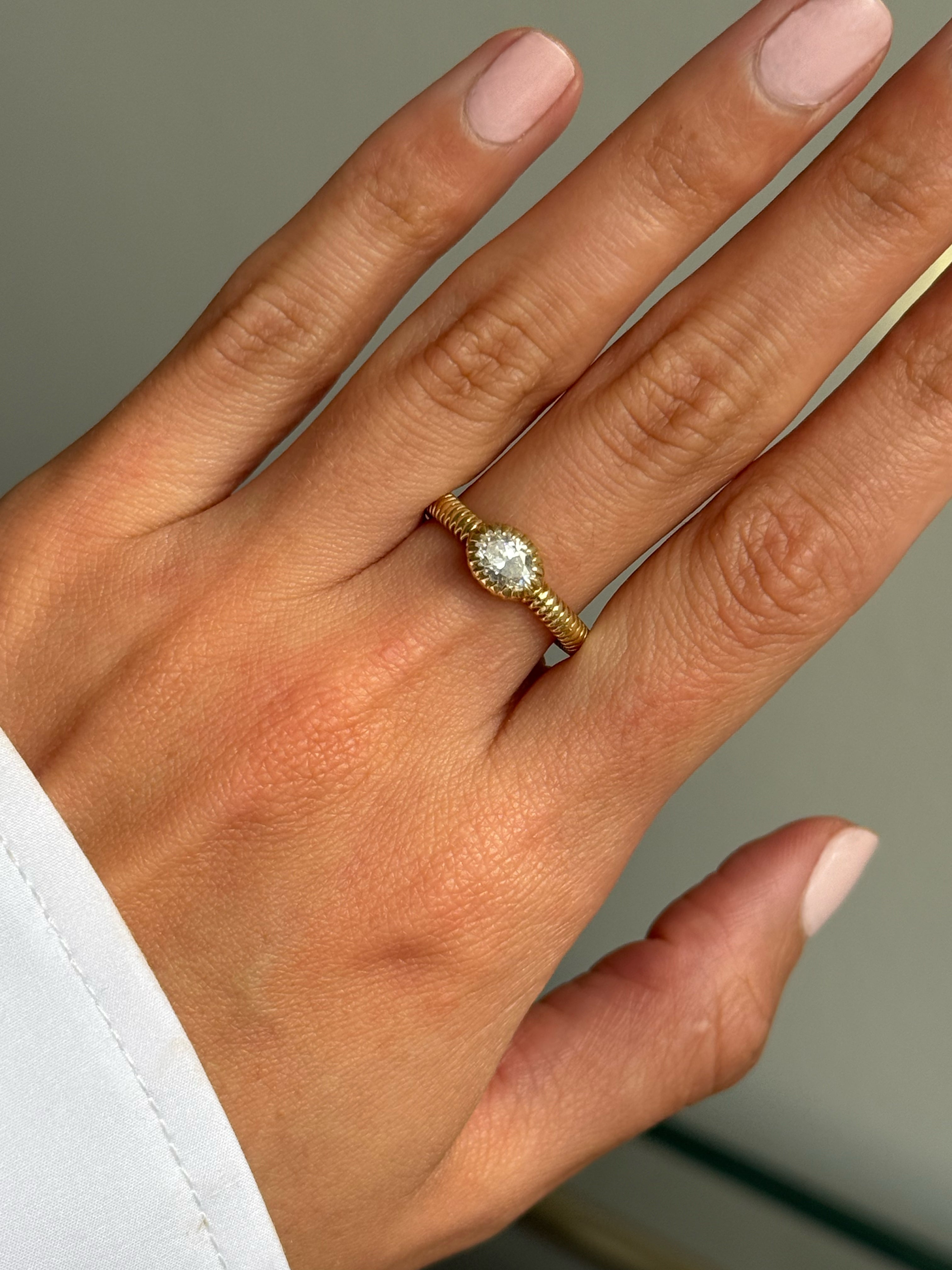 Lab Diamond Small Oval Fluted Ring - size 7