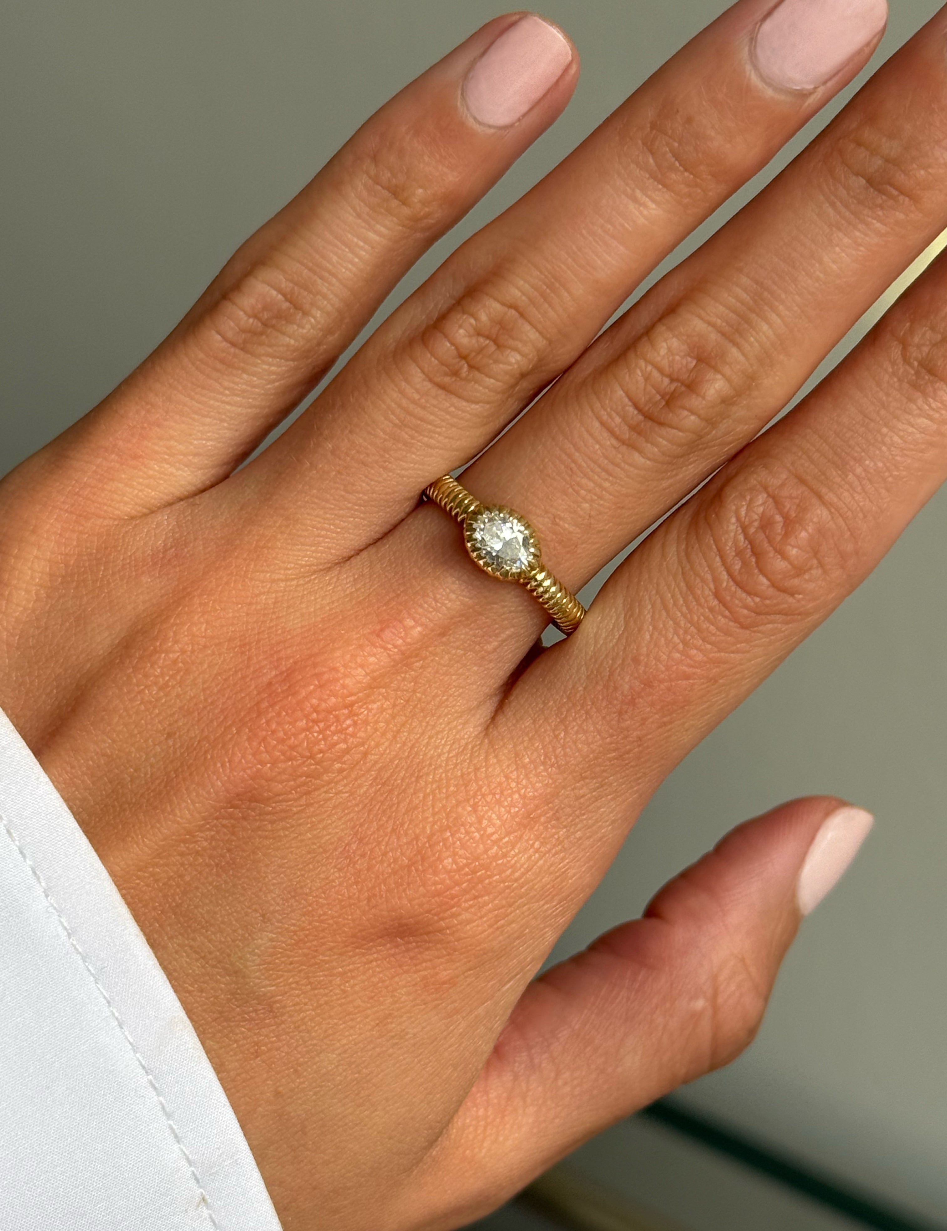 Lab Diamond Small Oval Fluted Ring - size 7 SAMPLE SALE Zoe Lev Jewelry