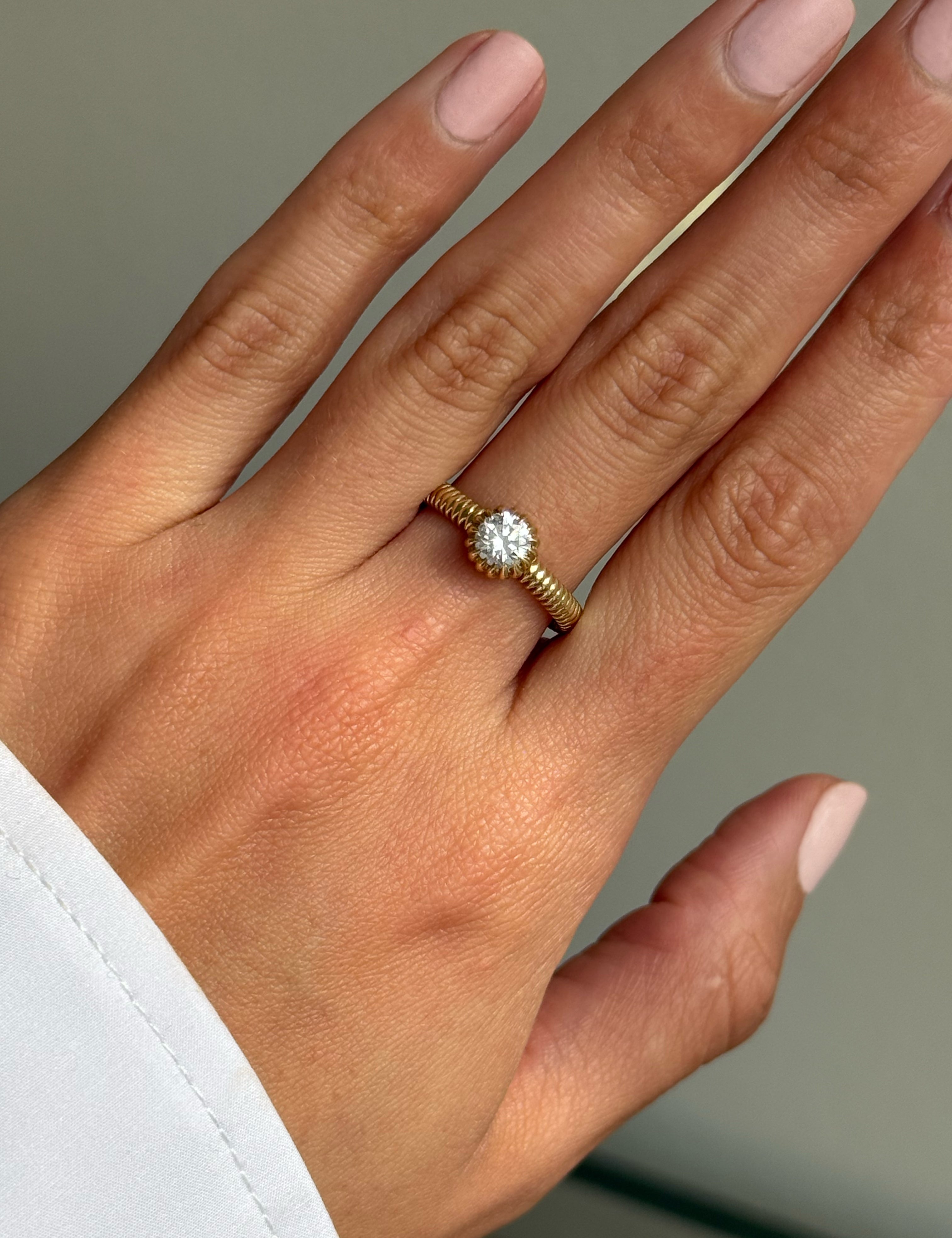 Lab Diamond Small Round Fluted Ring - size 7 SAMPLE SALE Zoe Lev Jewelry