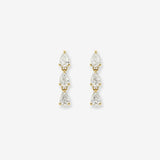 Lab Diamond Triple 3 Prong Pear Drop Stud