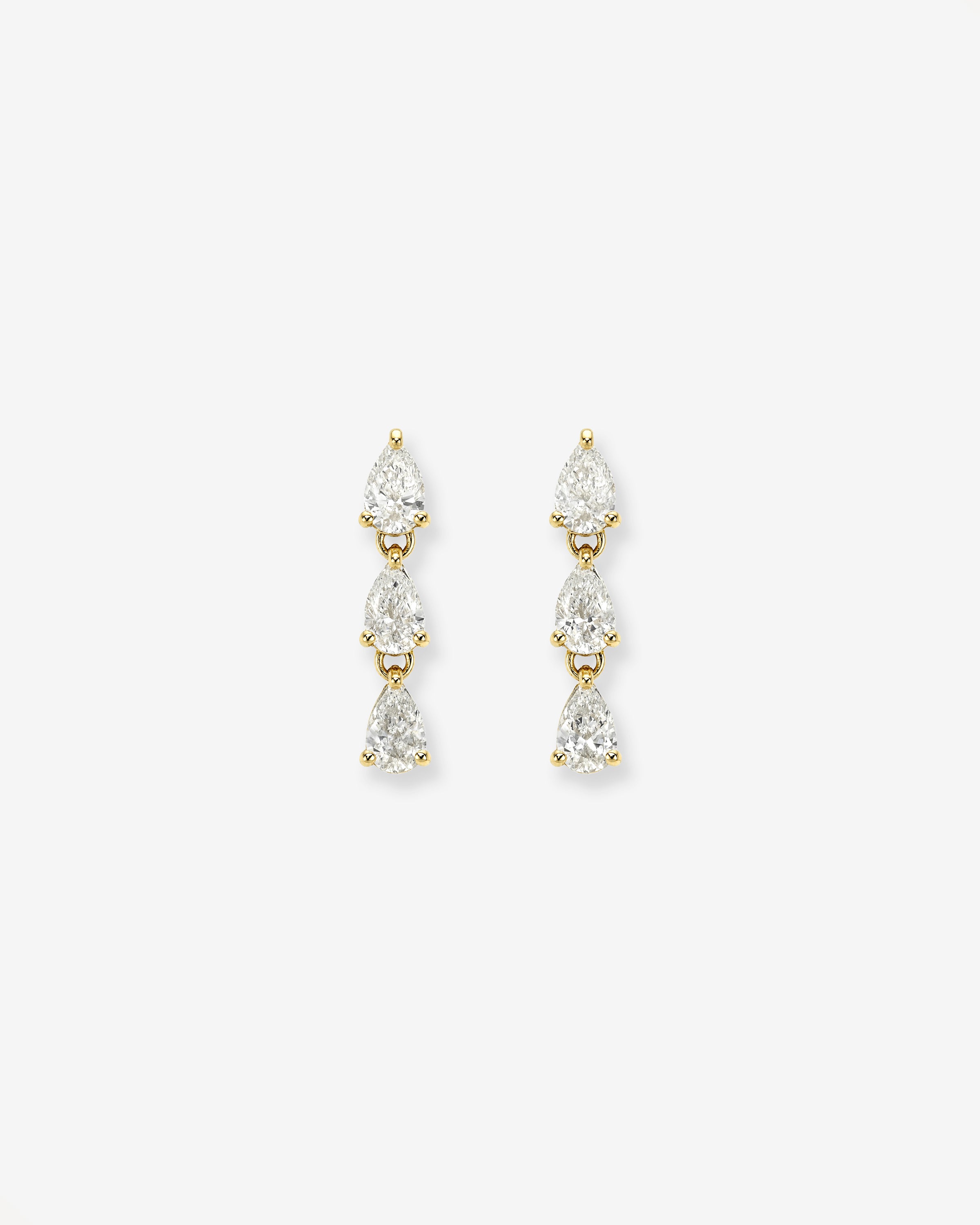 Lab Diamond Triple 3 Prong Pear Drop Stud Studs Zoe Lev Jewelry