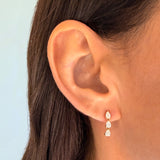 Lab Diamond Triple 3 Prong Pear Drop Stud Studs Zoe Lev Jewelry
