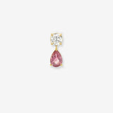 Lab Diamond and Pink Tourmaline Pear Drop Stud Studs Zoe Lev Jewelry
