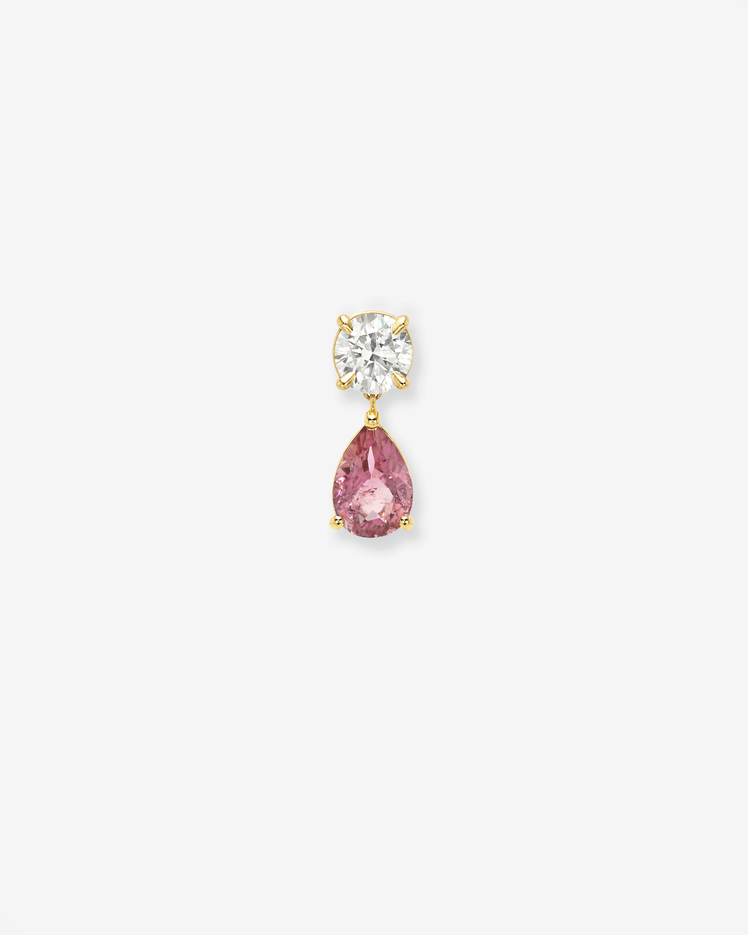 Lab Diamond and Pink Tourmaline Pear Drop Stud Studs Zoe Lev Jewelry