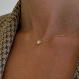 Lab Diamond Bezel Necklace Zoe Lev Jewelry