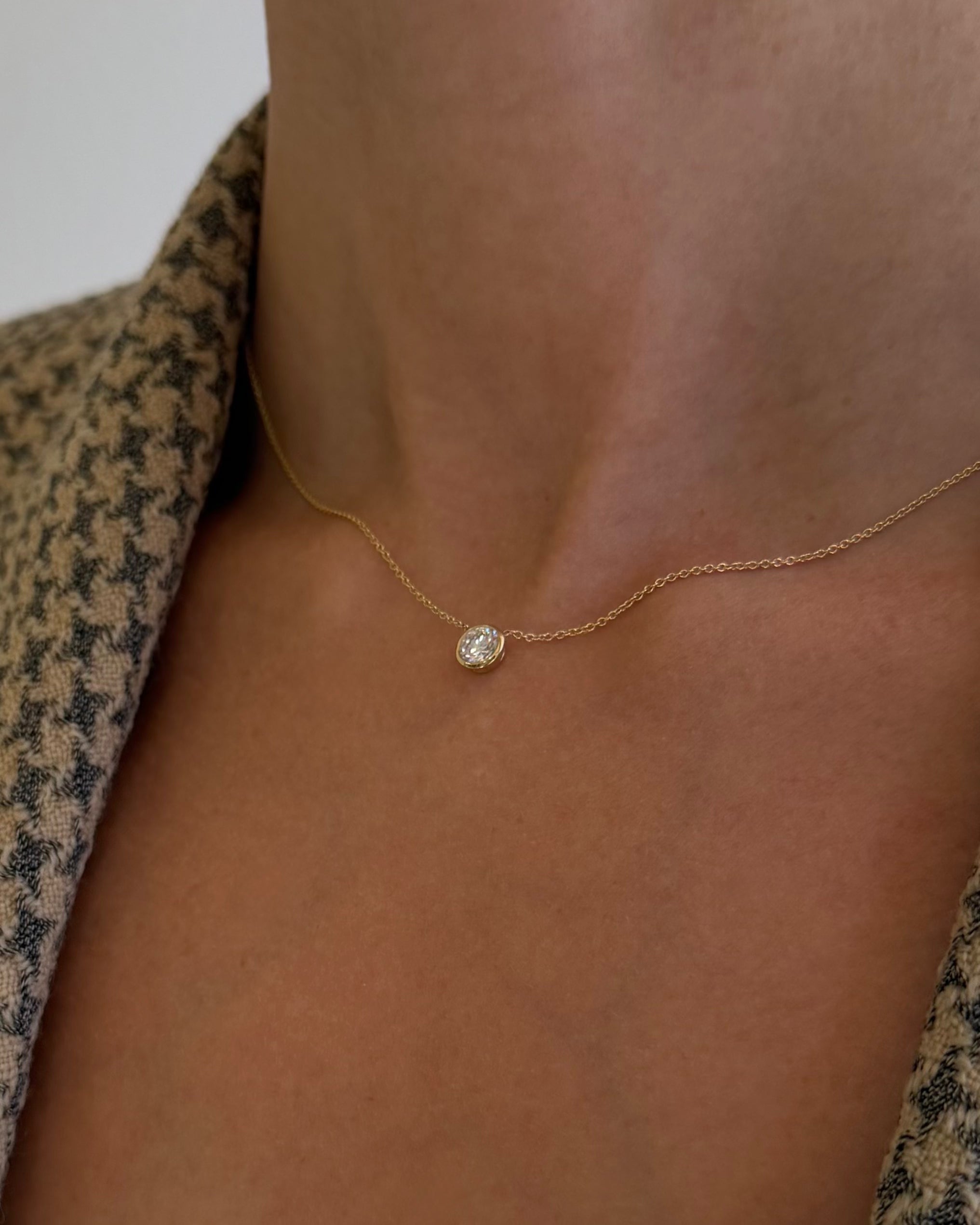 Lab Diamond Bezel Necklace Zoe Lev Jewelry