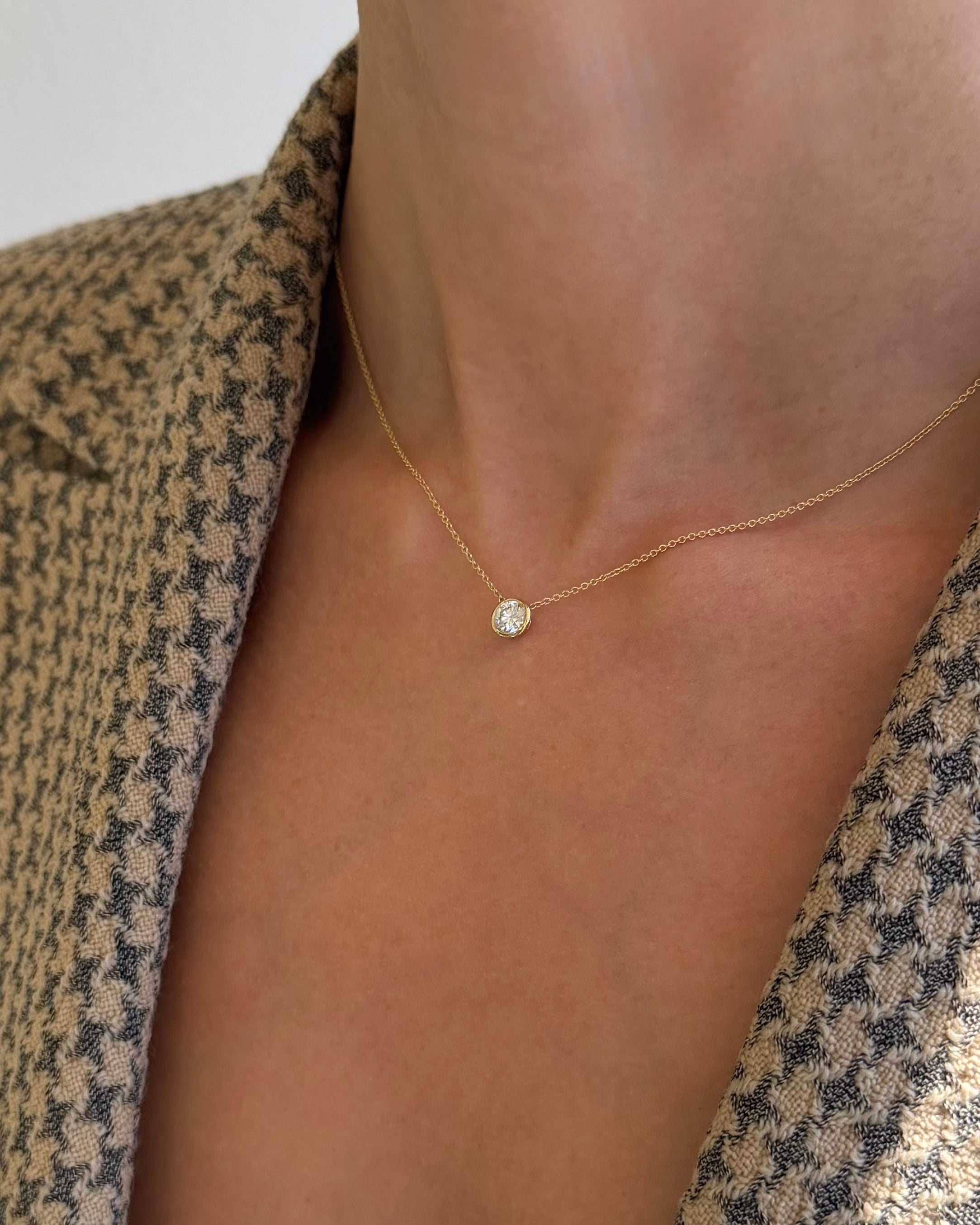 Lab Diamond Bezel Necklace Zoe Lev Jewelry