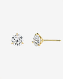 Lab Diamond Round 3 Prong Stud Earrings Studs Zoe Lev Jewelry