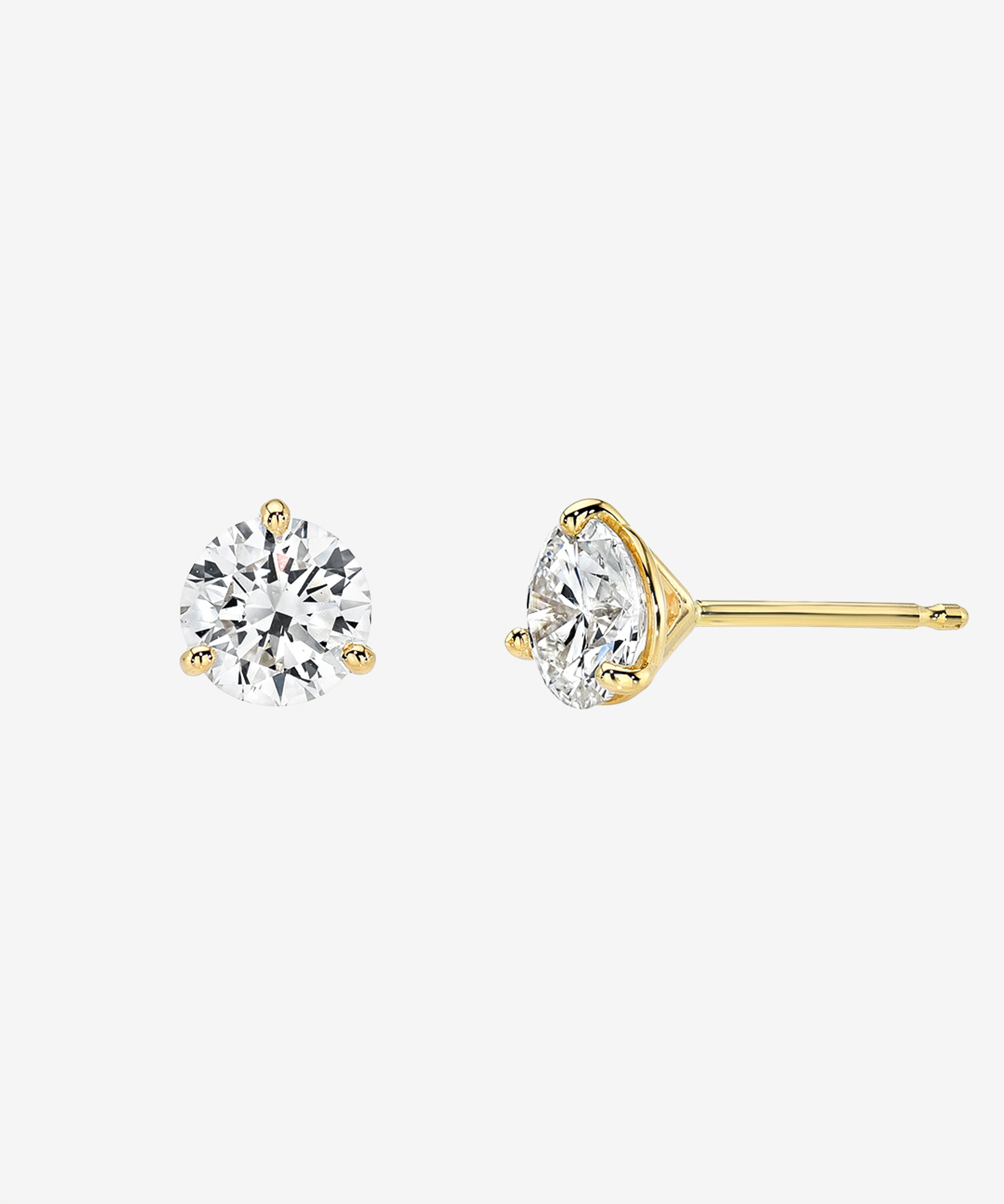 Lab Diamond Round 3 Prong Stud Earrings Studs Zoe Lev Jewelry