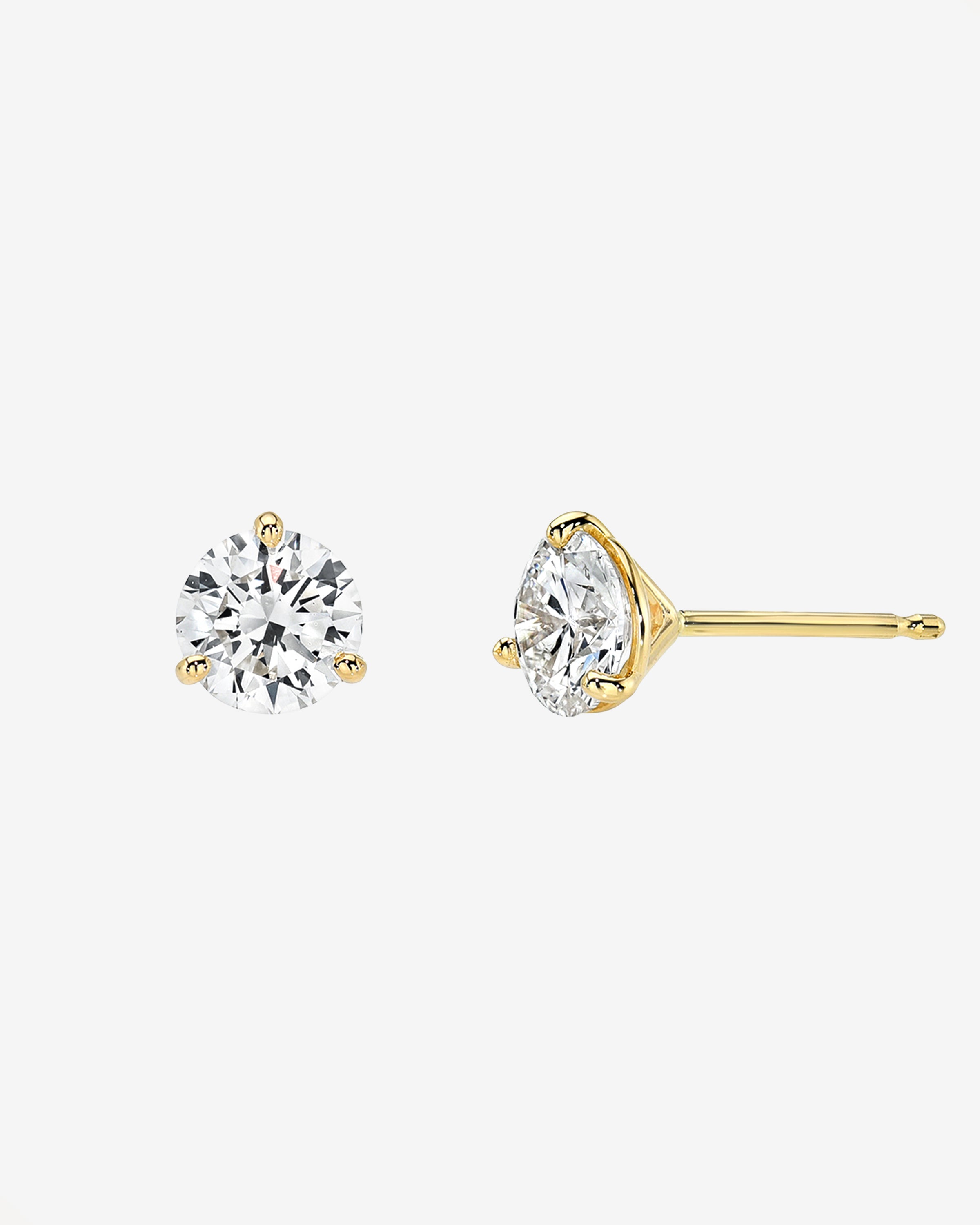 Lab Diamond Round 3 Prong Stud Earrings Studs Zoe Lev Jewelry