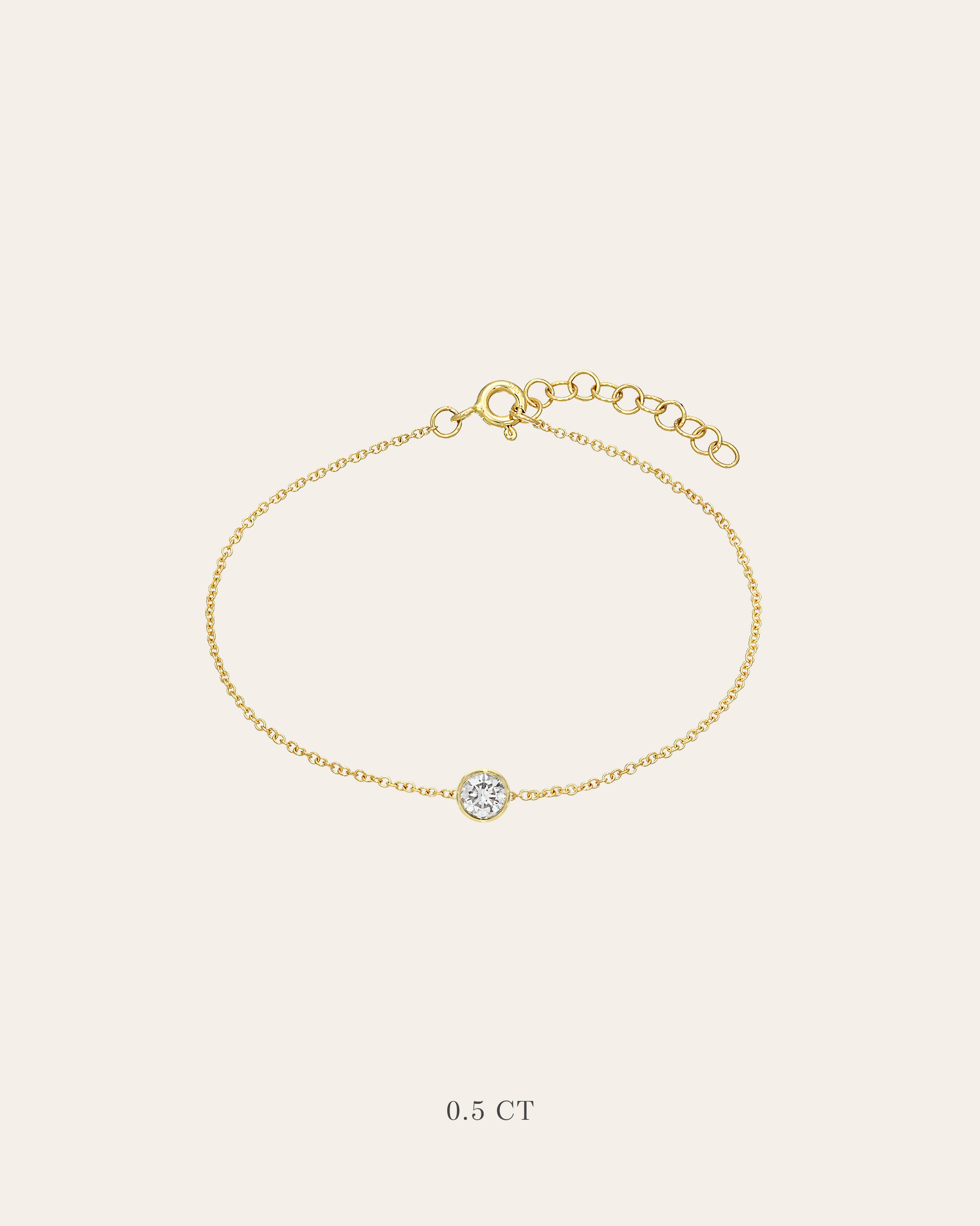 Lab Diamond Bezel Bracelet Zoe Lev Jewelry 14K Yellow Gold 6" - 6.5"