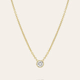 Lab Diamond Bezel Necklace Zoe Lev Jewelry 14K Yellow Gold 0.50ct 16"
