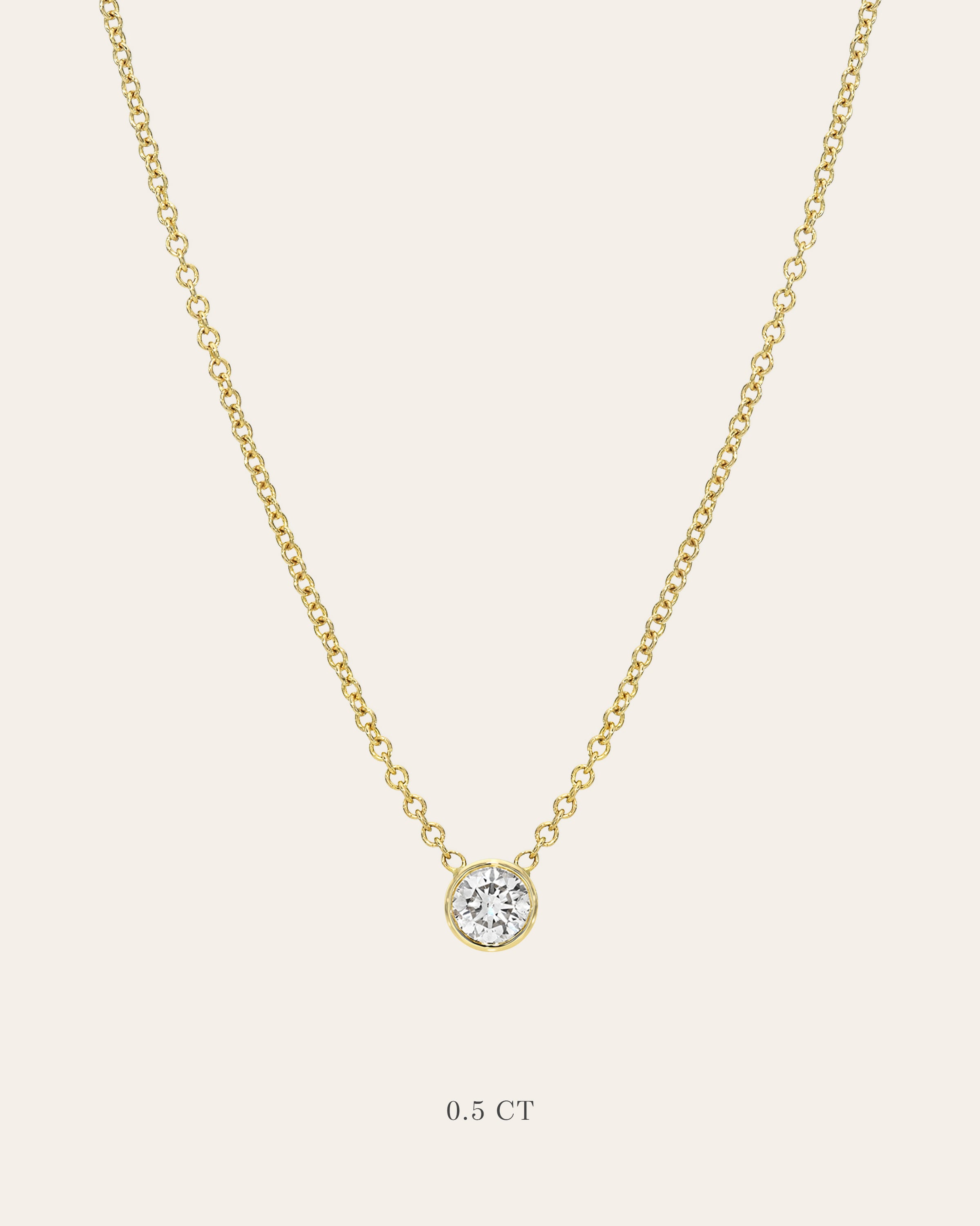 Lab Diamond Bezel Necklace Zoe Lev Jewelry 14K Yellow Gold 0.50ct 16"