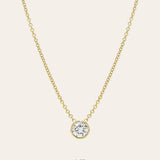Lab Diamond Bezel Necklace Zoe Lev Jewelry 14K Yellow Gold 1ct 16"