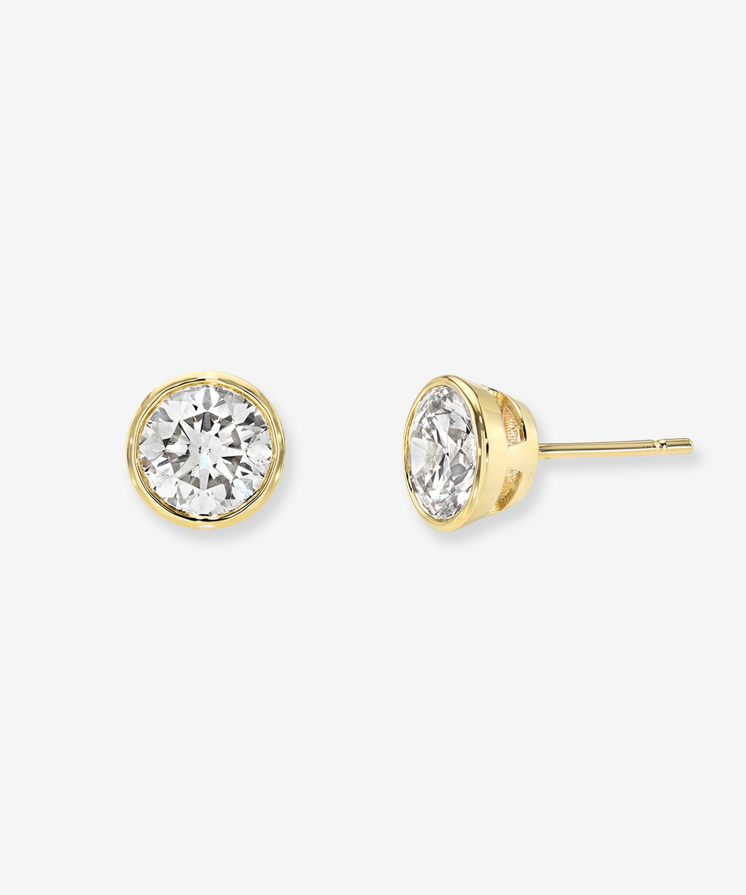 Lab Diamond Round Bezel Stud Earrings Studs Zoe Lev Jewelry