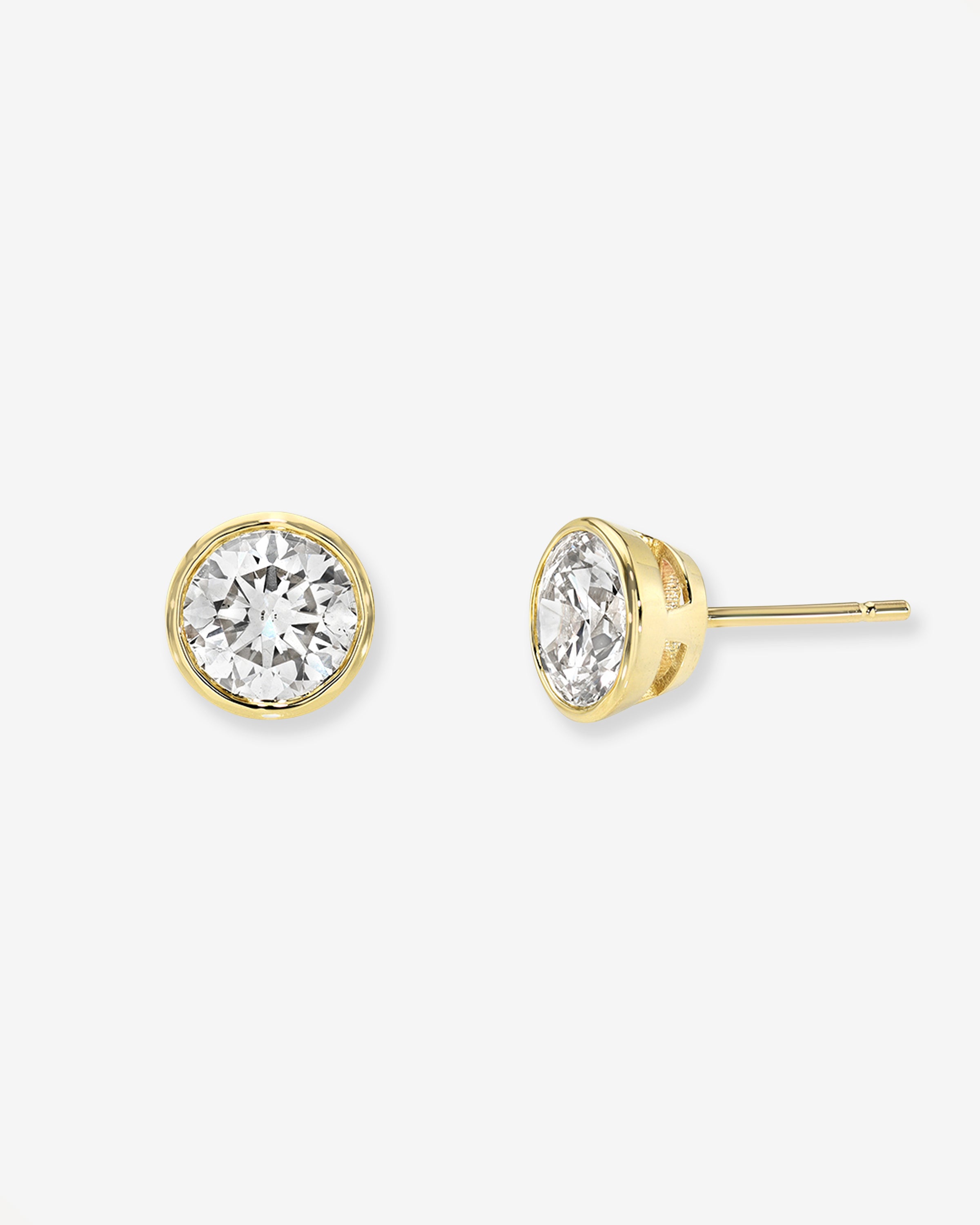 Lab Diamond Round Bezel Stud Earrings Studs Zoe Lev Jewelry