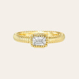 Lab Diamond Emerald Cut Pleated Ring Zoe Lev Jewelry