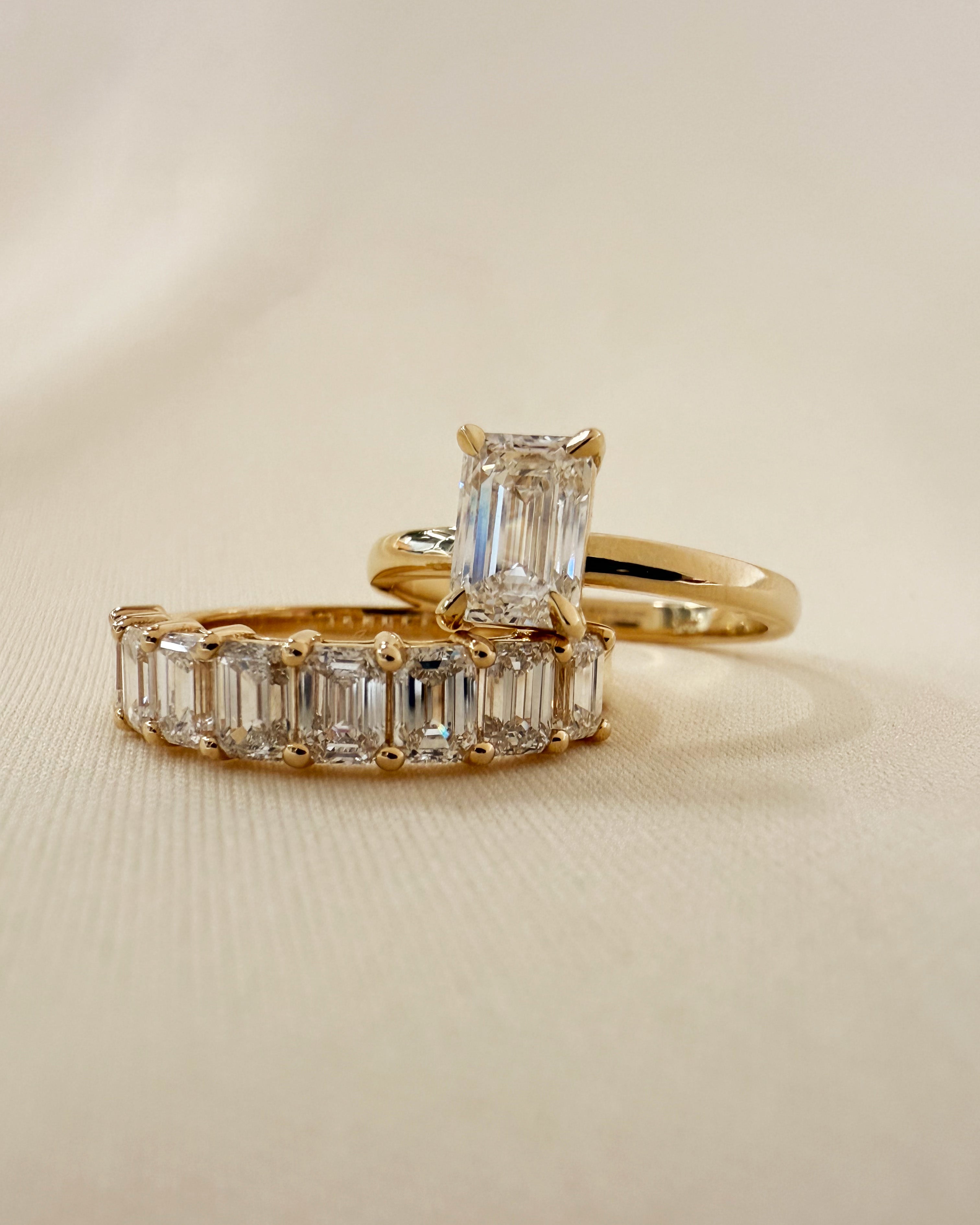 Lab Diamond Emerald Cut Ring - Size 7 SAMPLE SALE Zoe Lev Jewelry