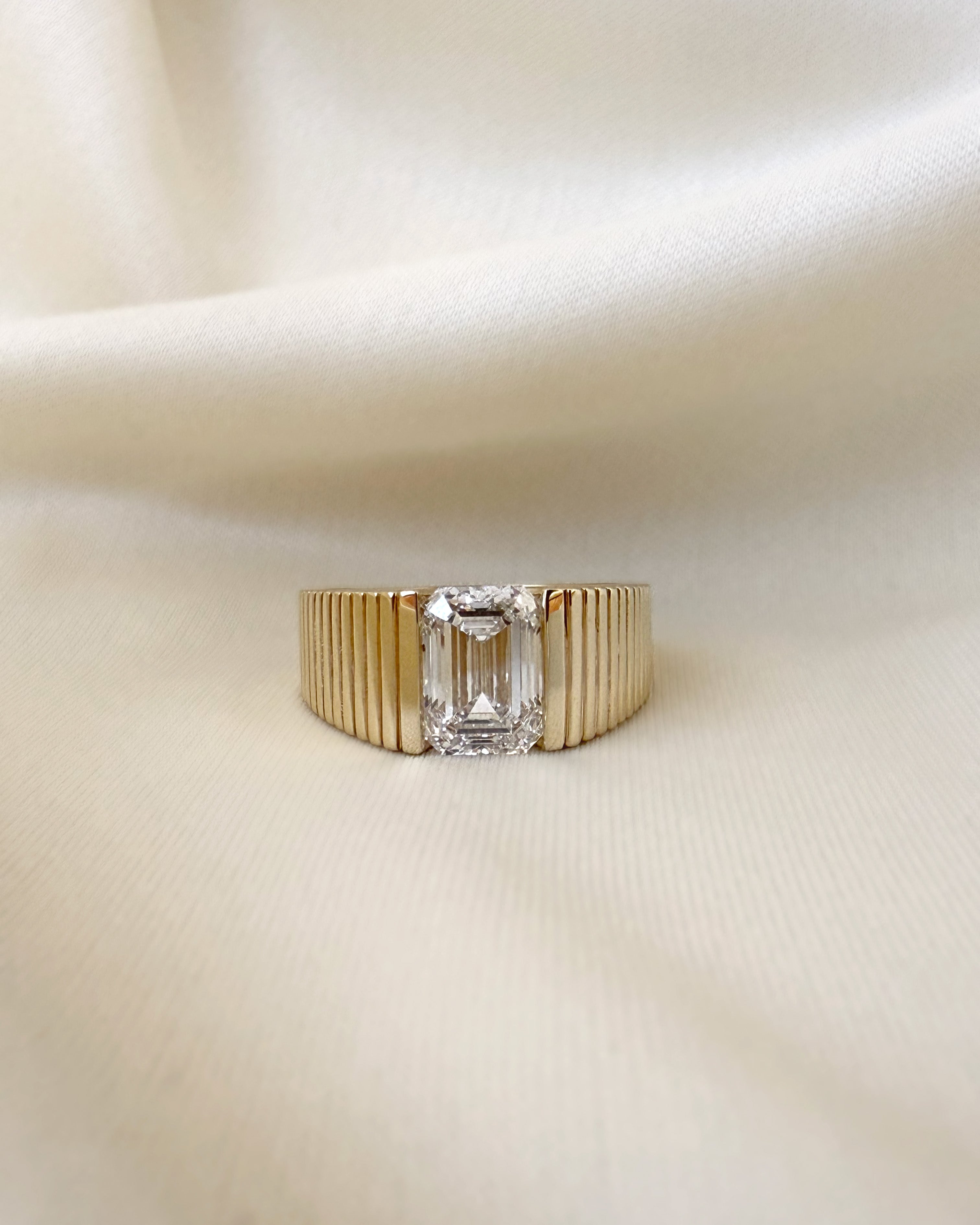 Lab Diamond Emerald Graduated Bar Ring Ring Zoe Lev Jewelry