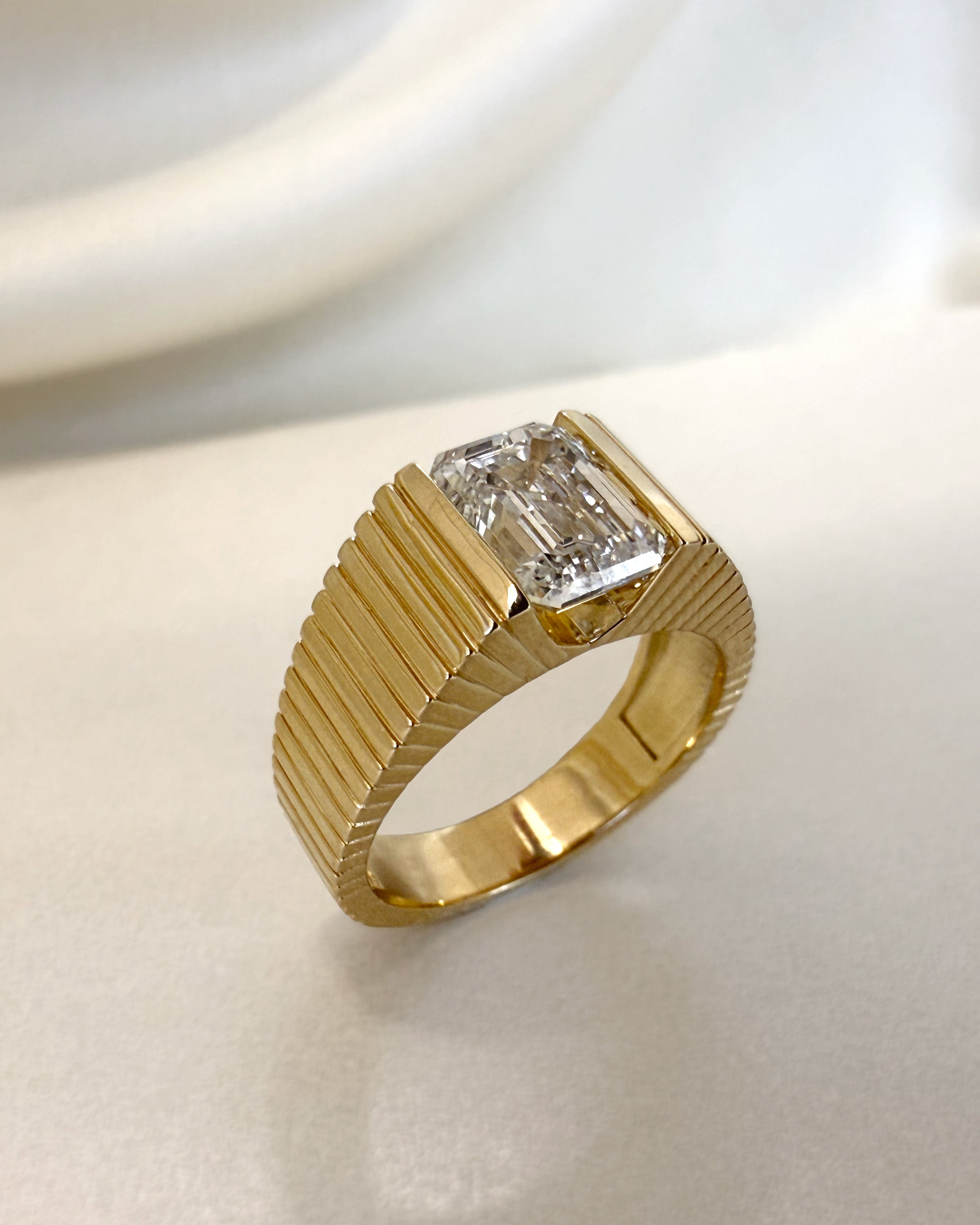 Lab Diamond Emerald Graduated Bar Ring Ring Zoe Lev Jewelry