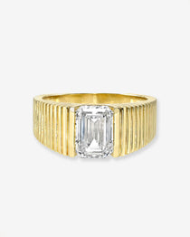 Lab Diamond Emerald Graduated Bar Ring Ring Zoe Lev Jewelry