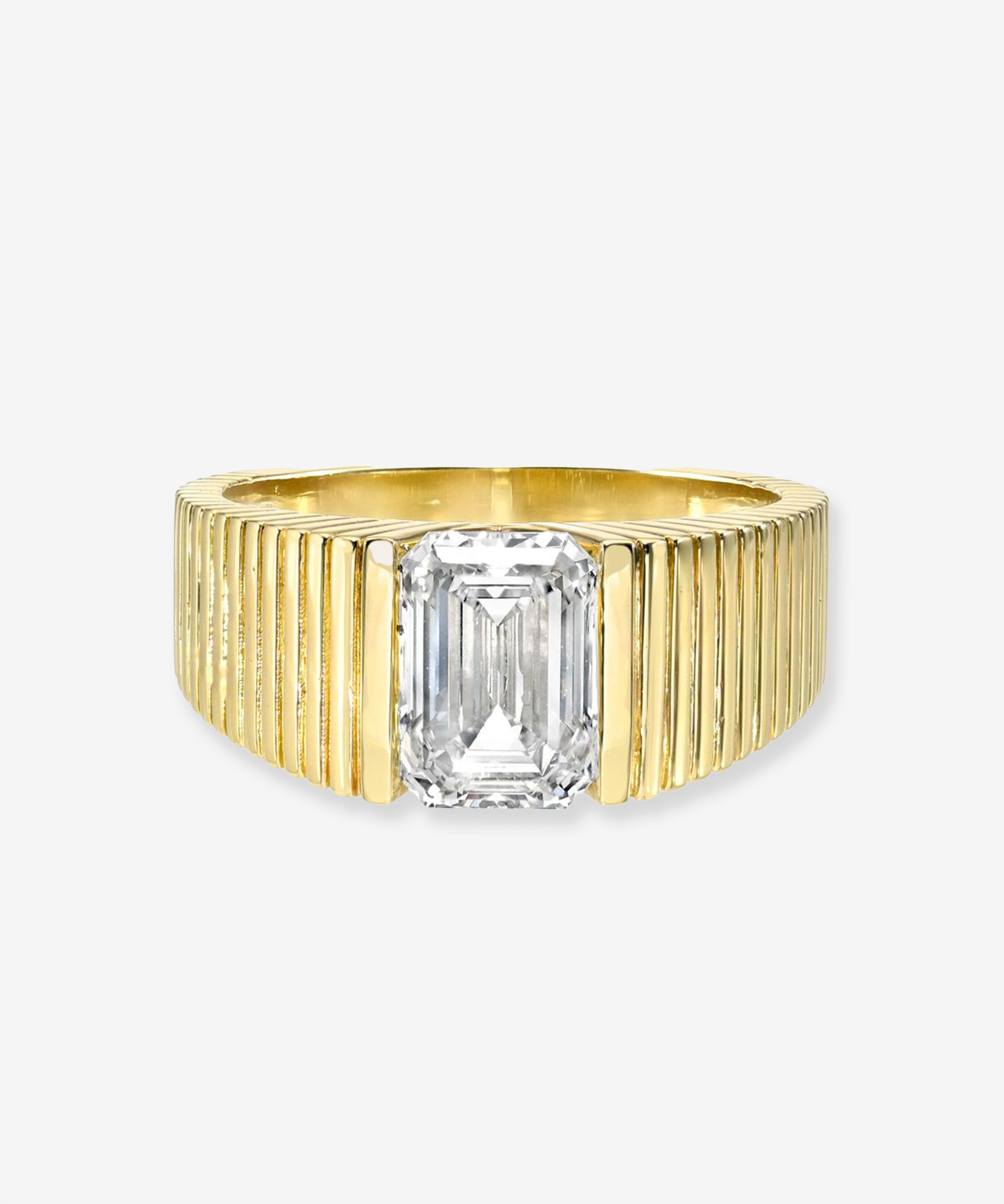 Lab Diamond Emerald Graduated Bar Ring Ring Zoe Lev Jewelry